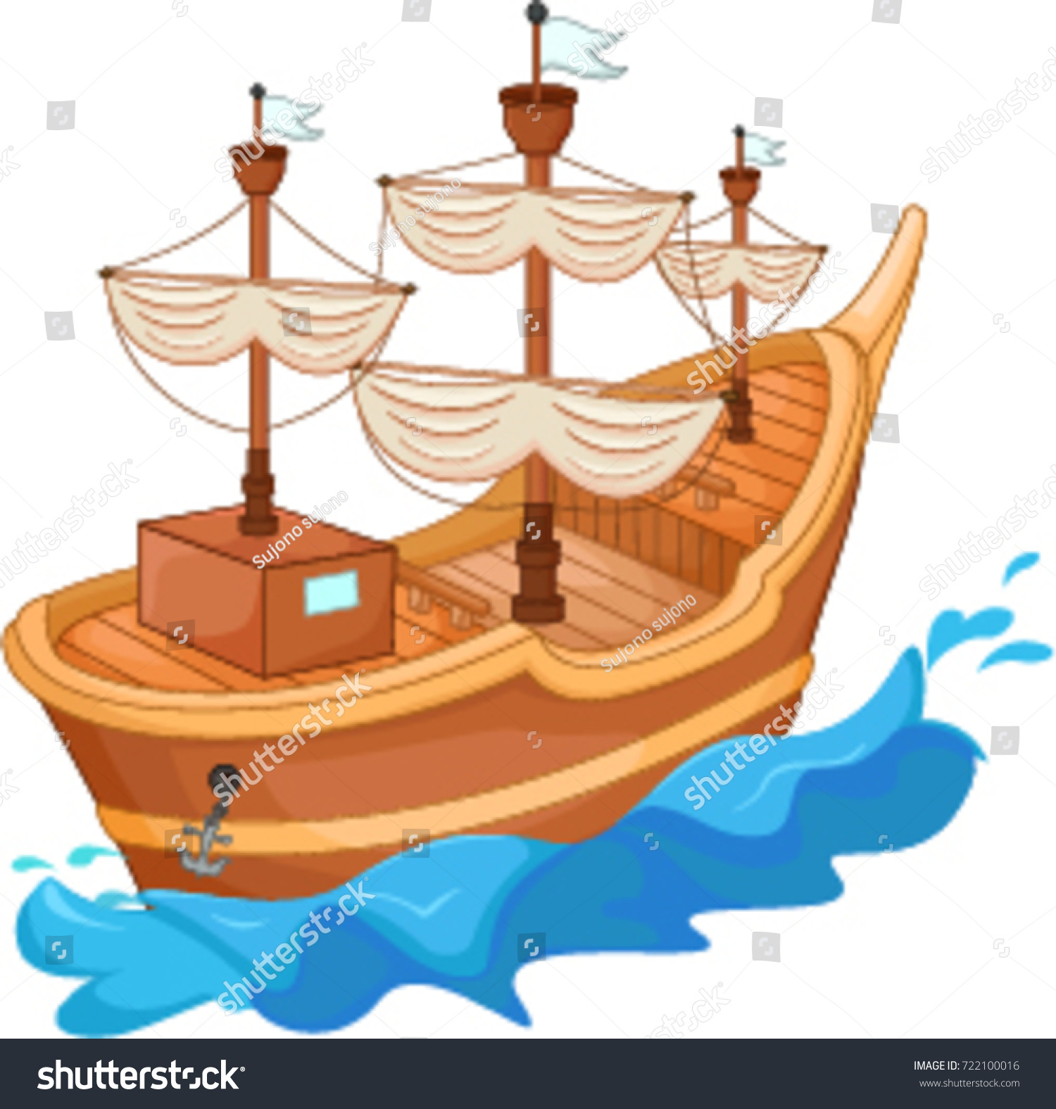 Antique Ship Cartoon Stock Vector (Royalty Free) 722100016 | Shutterstock