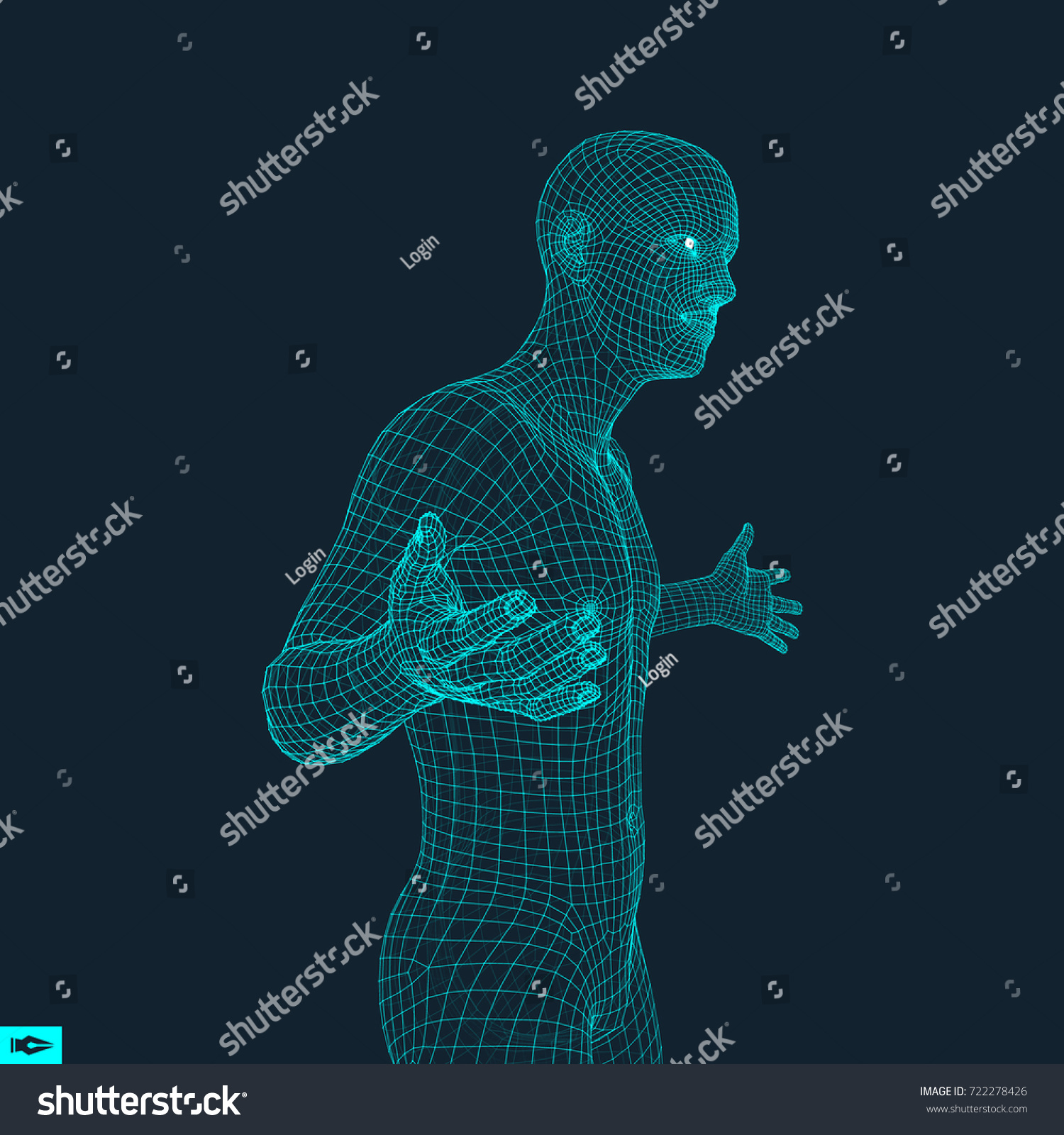 3d Model Man Human Body Wire Stock Vector (Royalty Free) 722278426 ...