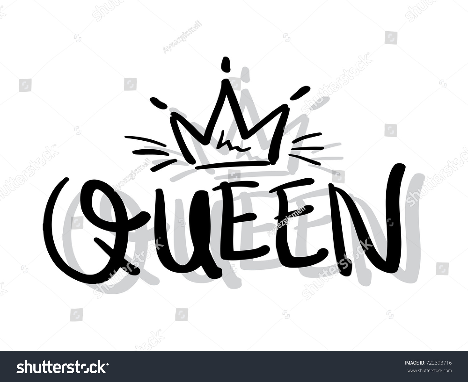 Queen Typography Crown Textile Print T Stock Vector (Royalty Free ...