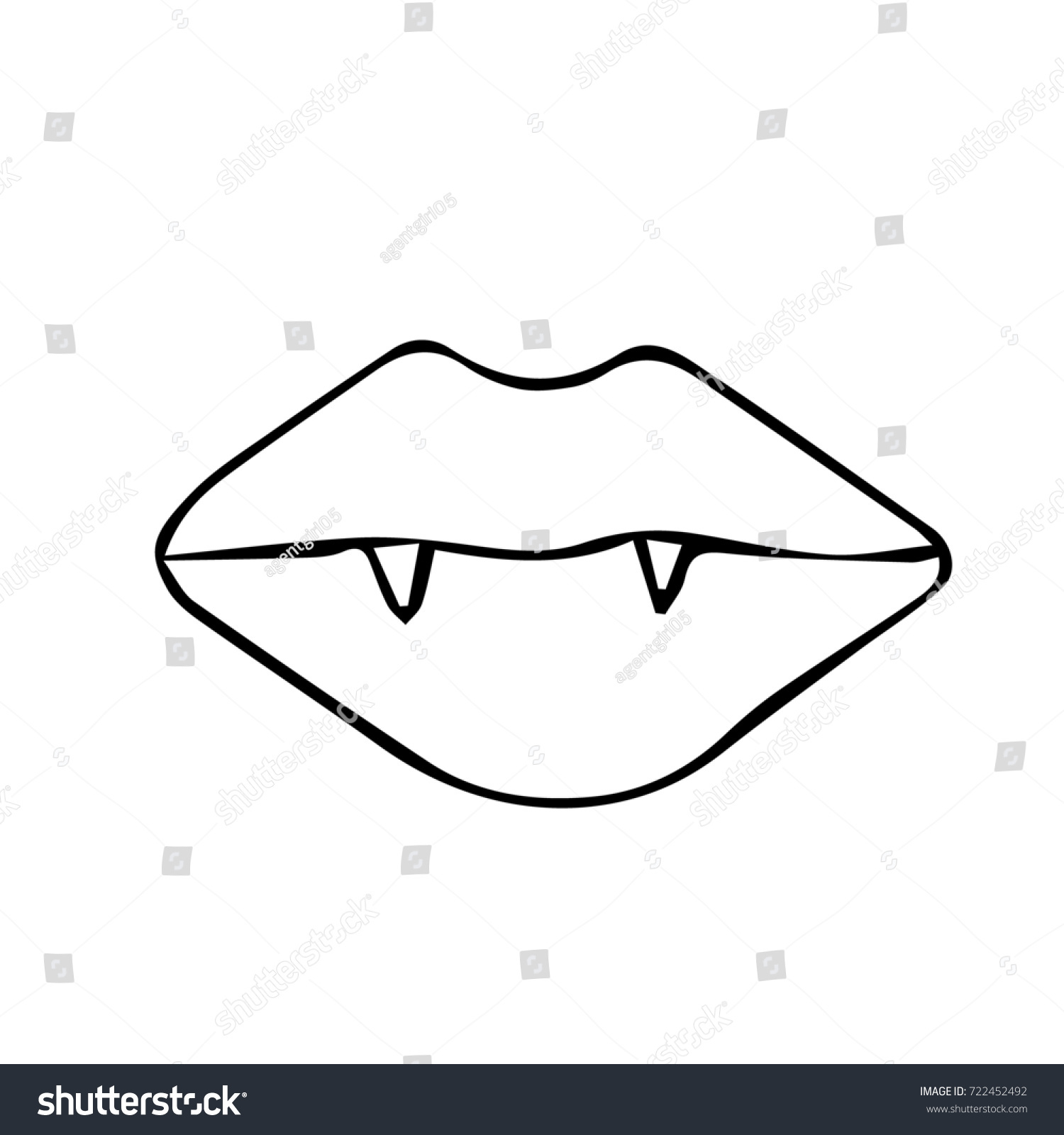 Lips Fangs Illustration Vampire Mouth Doodle Stock Illustration 