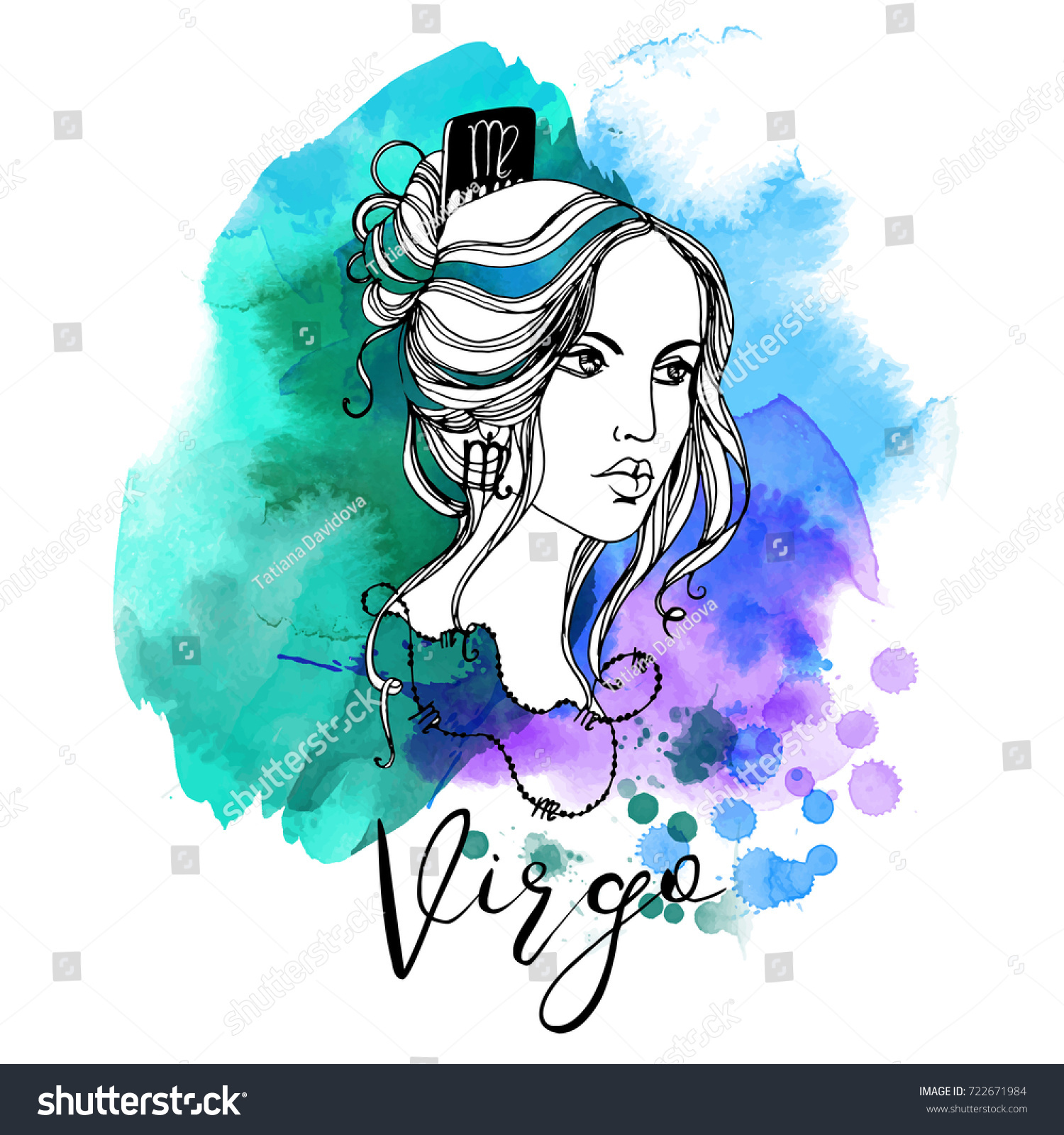 Virgo Zodiac Signs Girl Stock Vector (Royalty Free) 722671984 ...