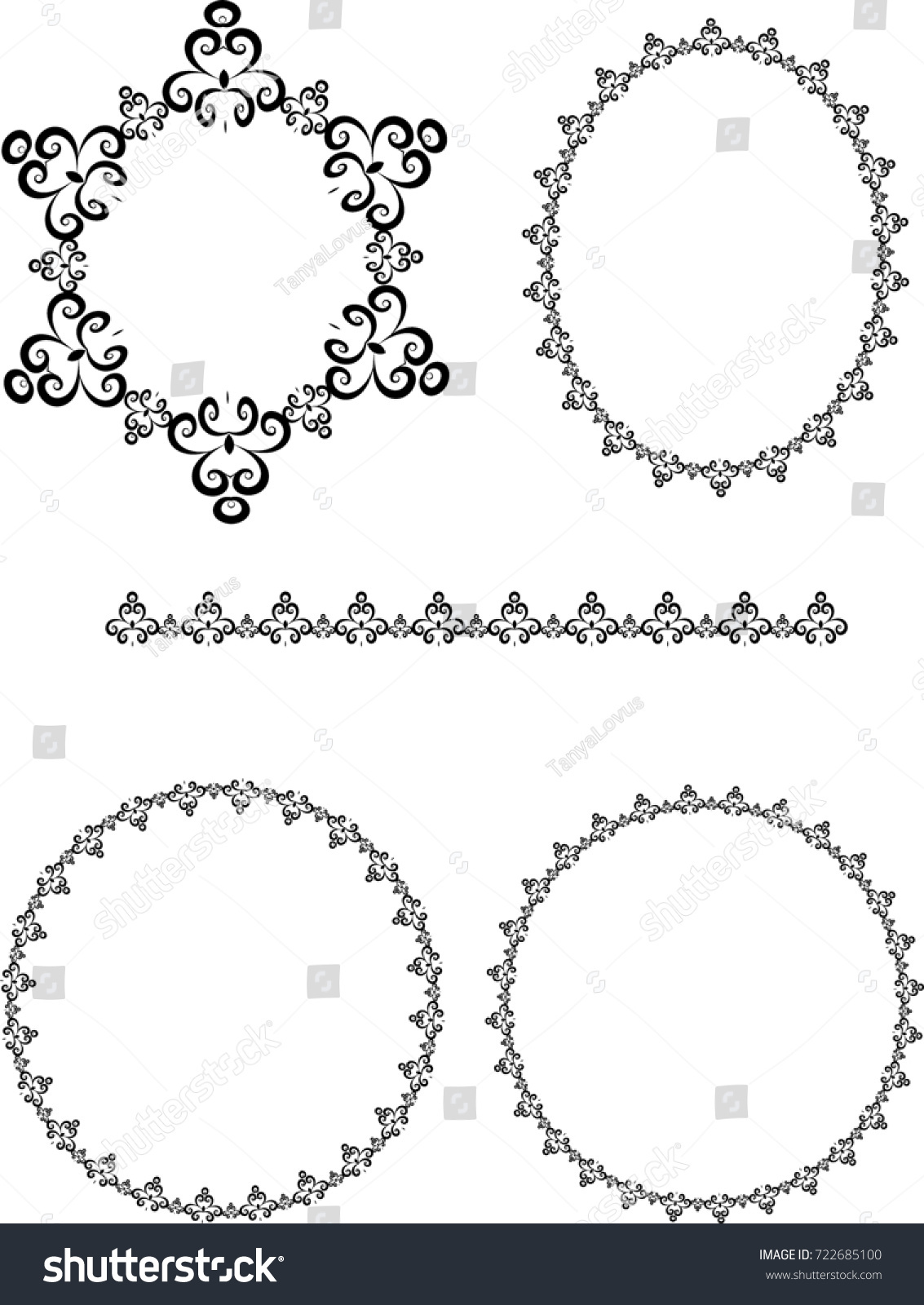 Floral Black Frame On White Background Stock Illustration 722685100 