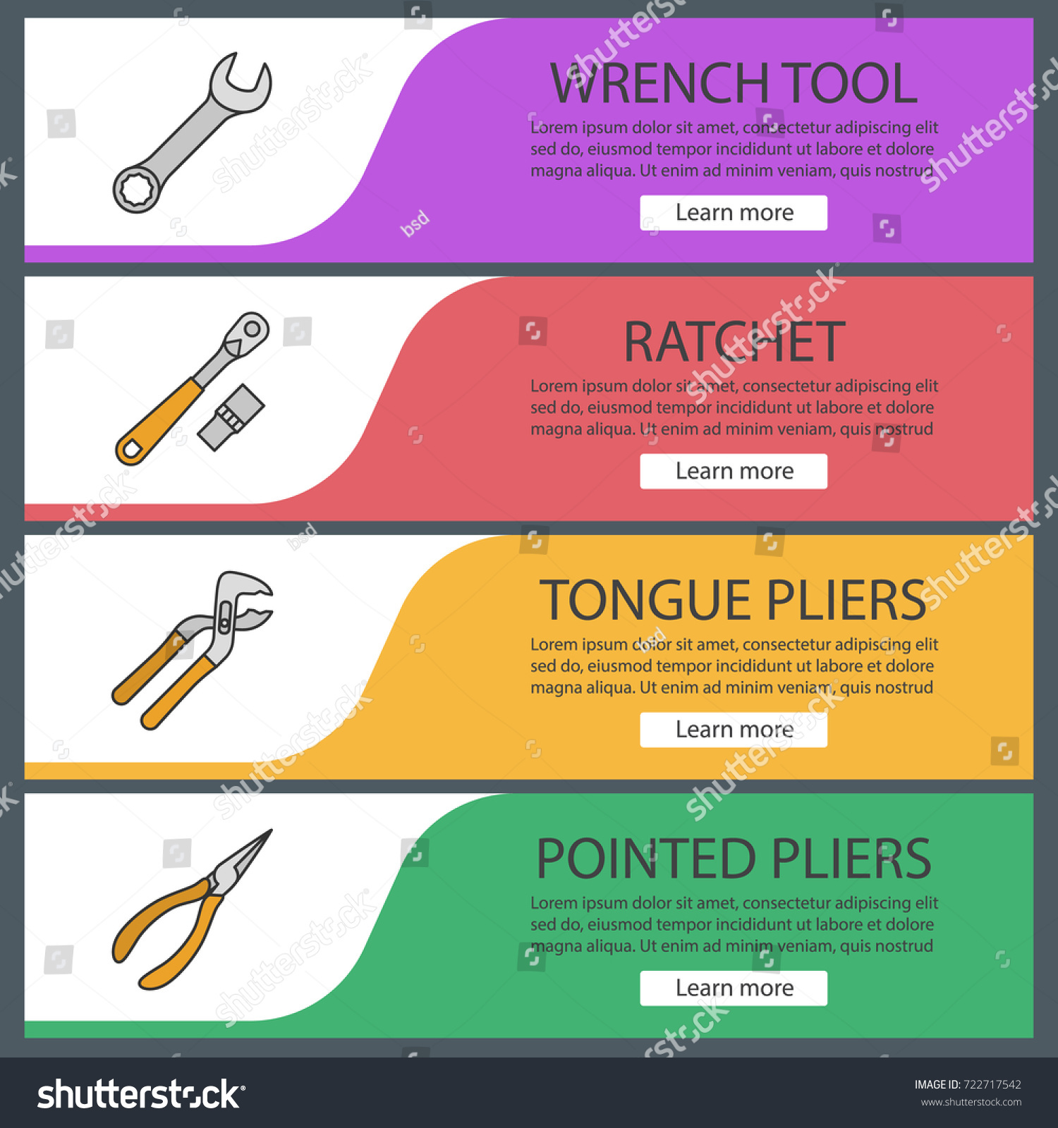 Construction Tools Web Banner Templates Set Stock Vector (Royalty Free ...