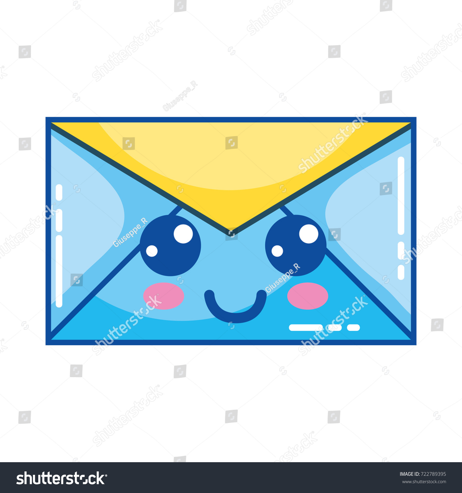 Kawaii Cute Happy Email Message Stock Vector Royalty Free 722789395