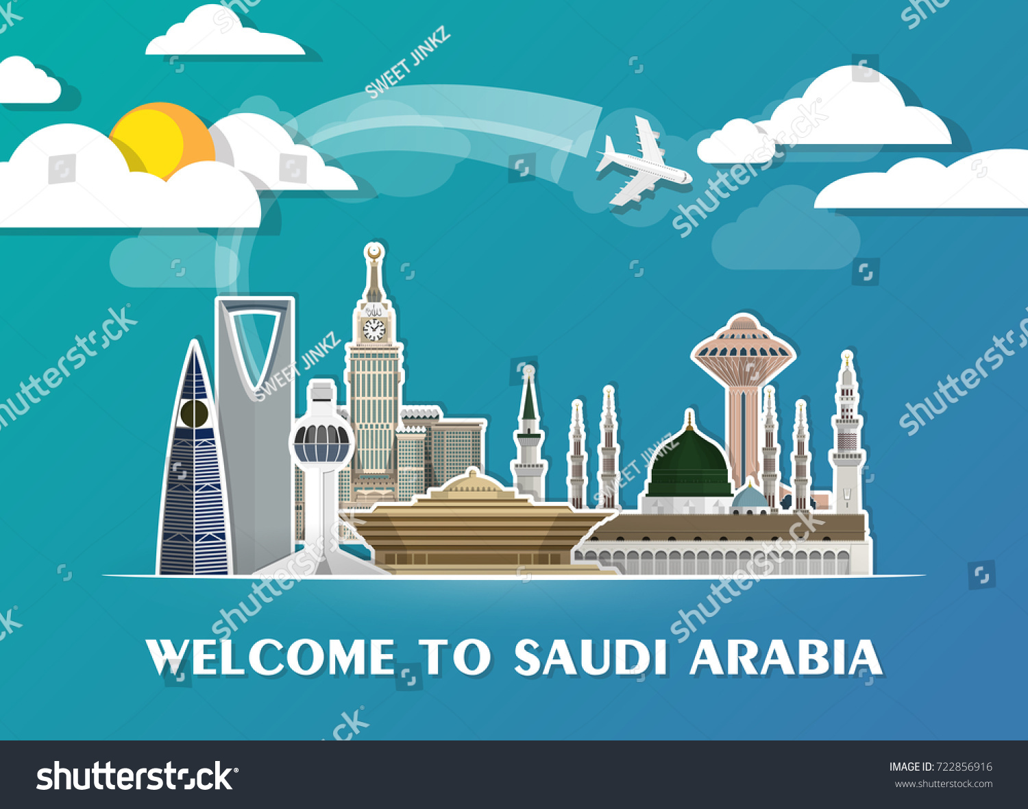 Saudi Arabia Landmark Global Travel Journey Stock Vector (Royalty Free ...