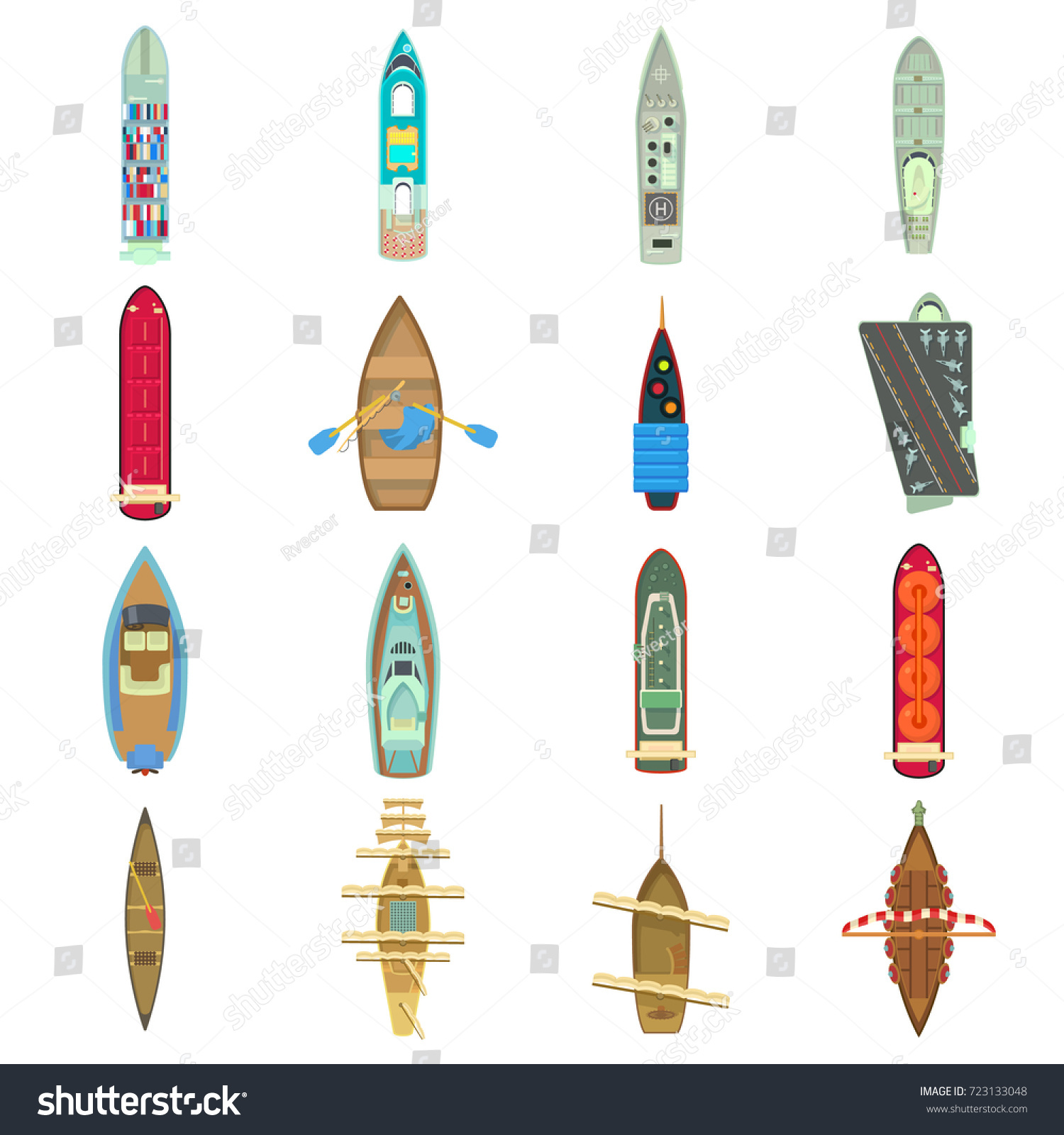 Boat Top View Above Over Icons Stock Vector (Royalty Free) 723133048 ...