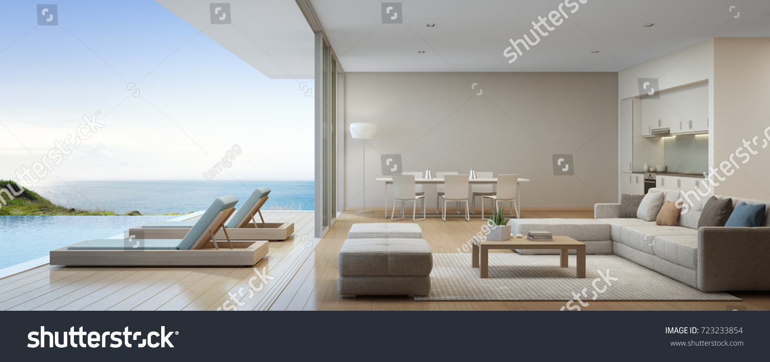 Sea View Kitchen Dining Living Room Stock Illustration 723233854 ...