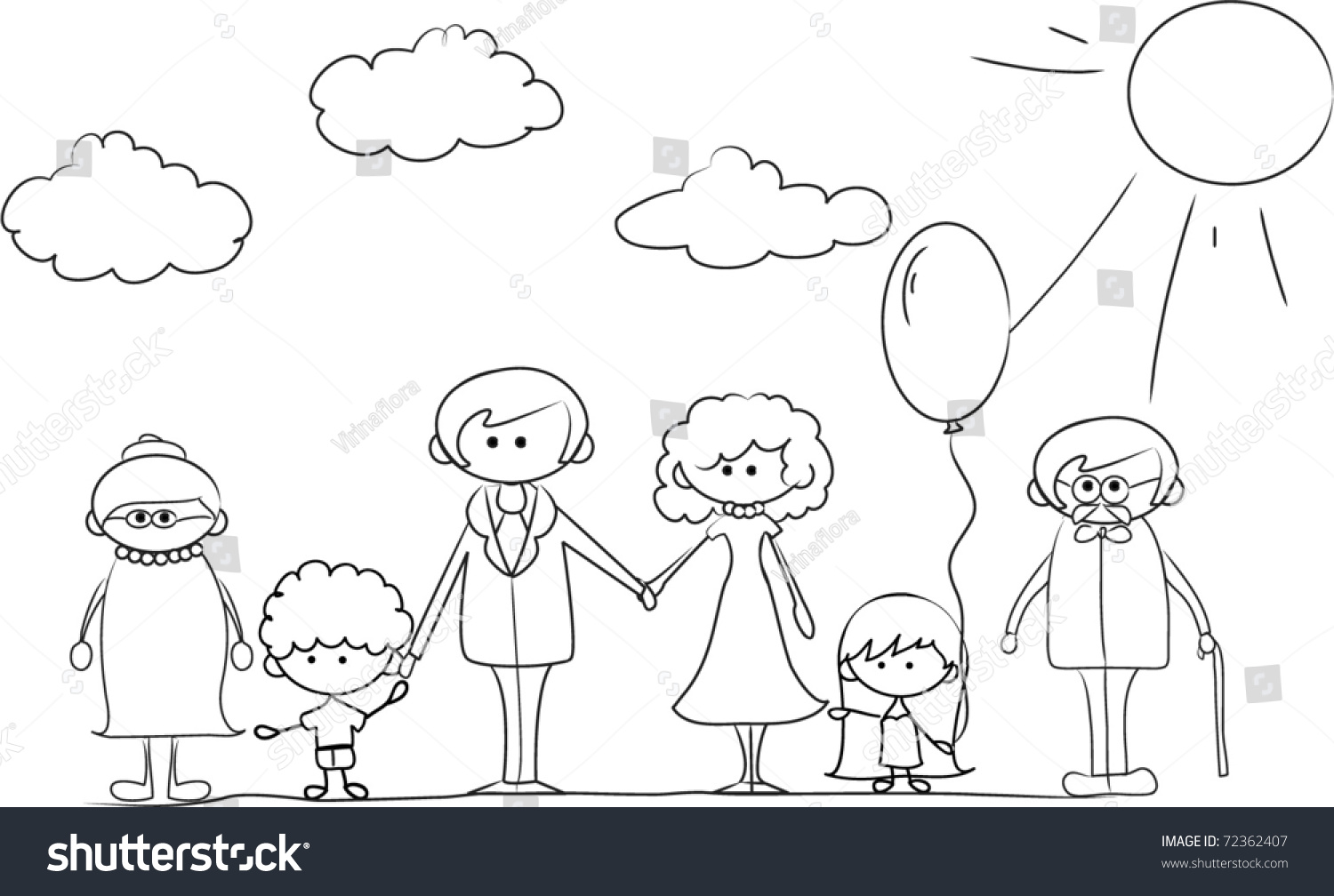 Family cartoon контур