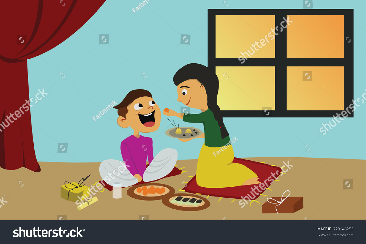 Indian Brother Sister Celebrating Bhai Dooj Stock Vector (Royalty Free ...