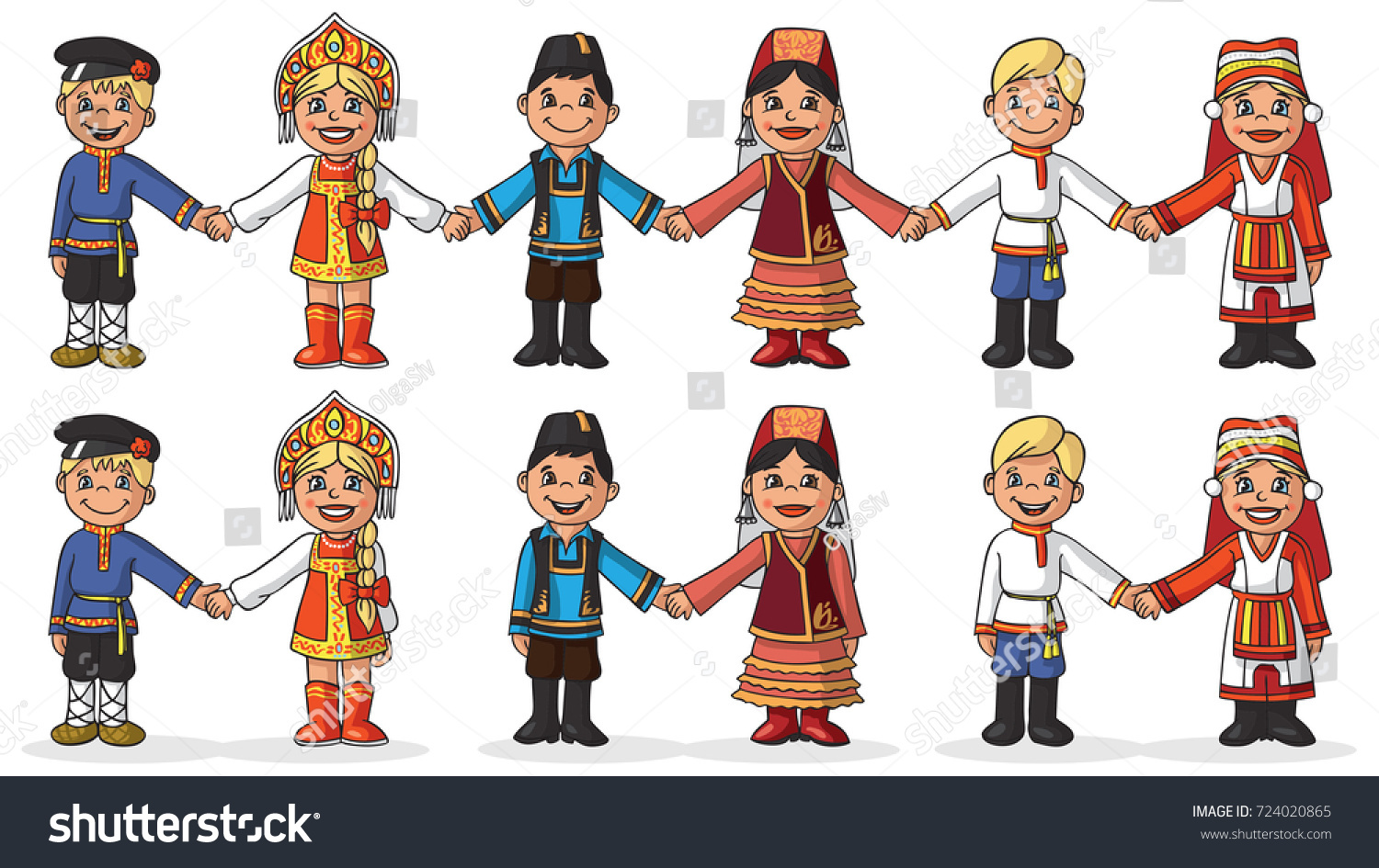 Иллюстрации дети в национальных костюмах