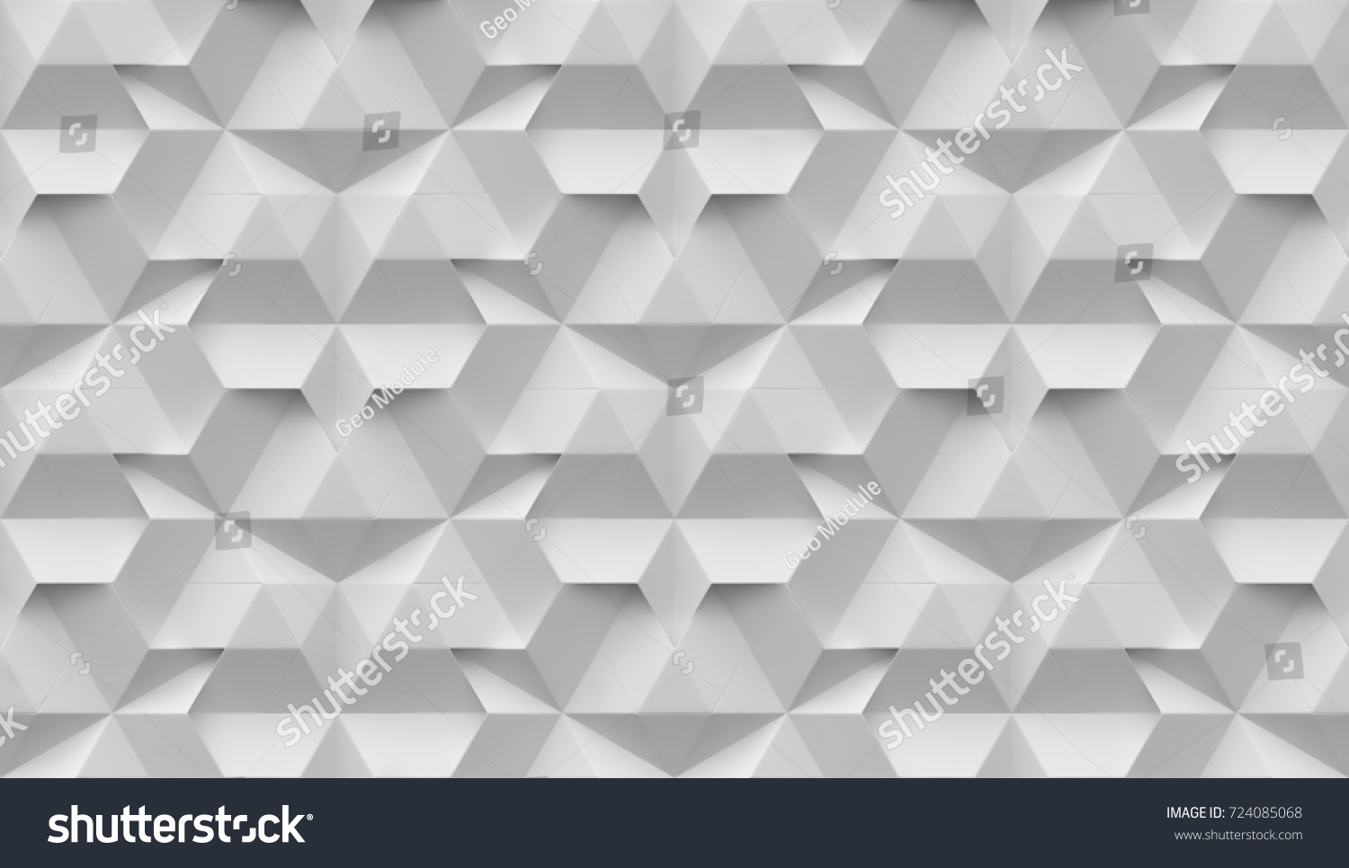 3d White Background Shaded Geometric Modules Stock Illustration ...