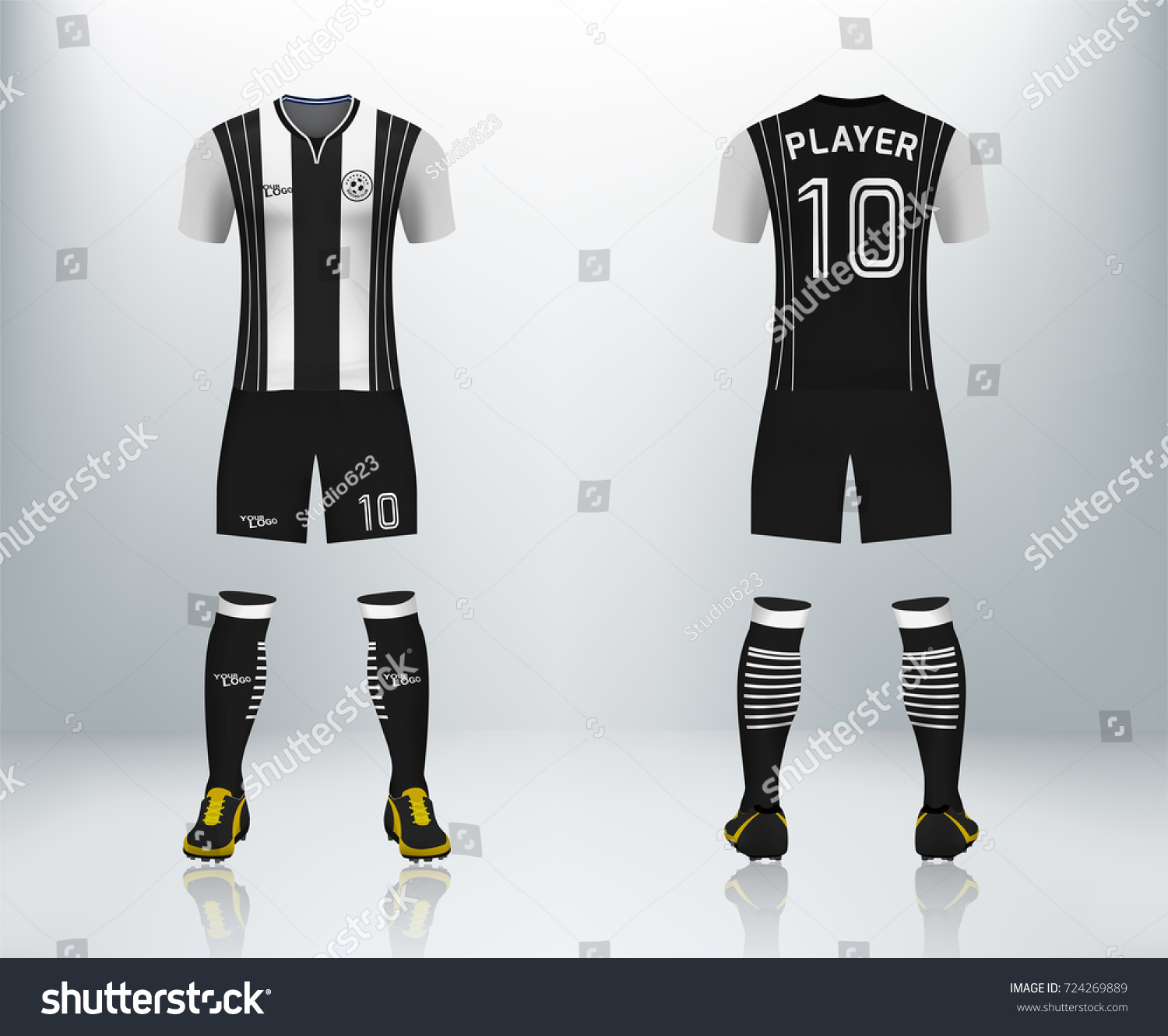 3d Realistic Front Back Soccer Jersey Stock Vector (Royalty Free ...