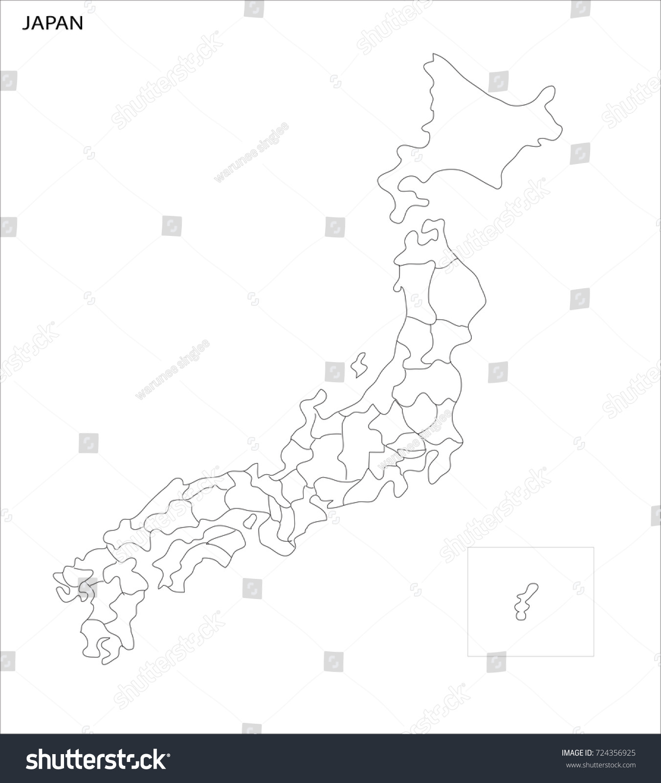 Vector Illustration Map Japan White Background Stock Vector (Royalty ...