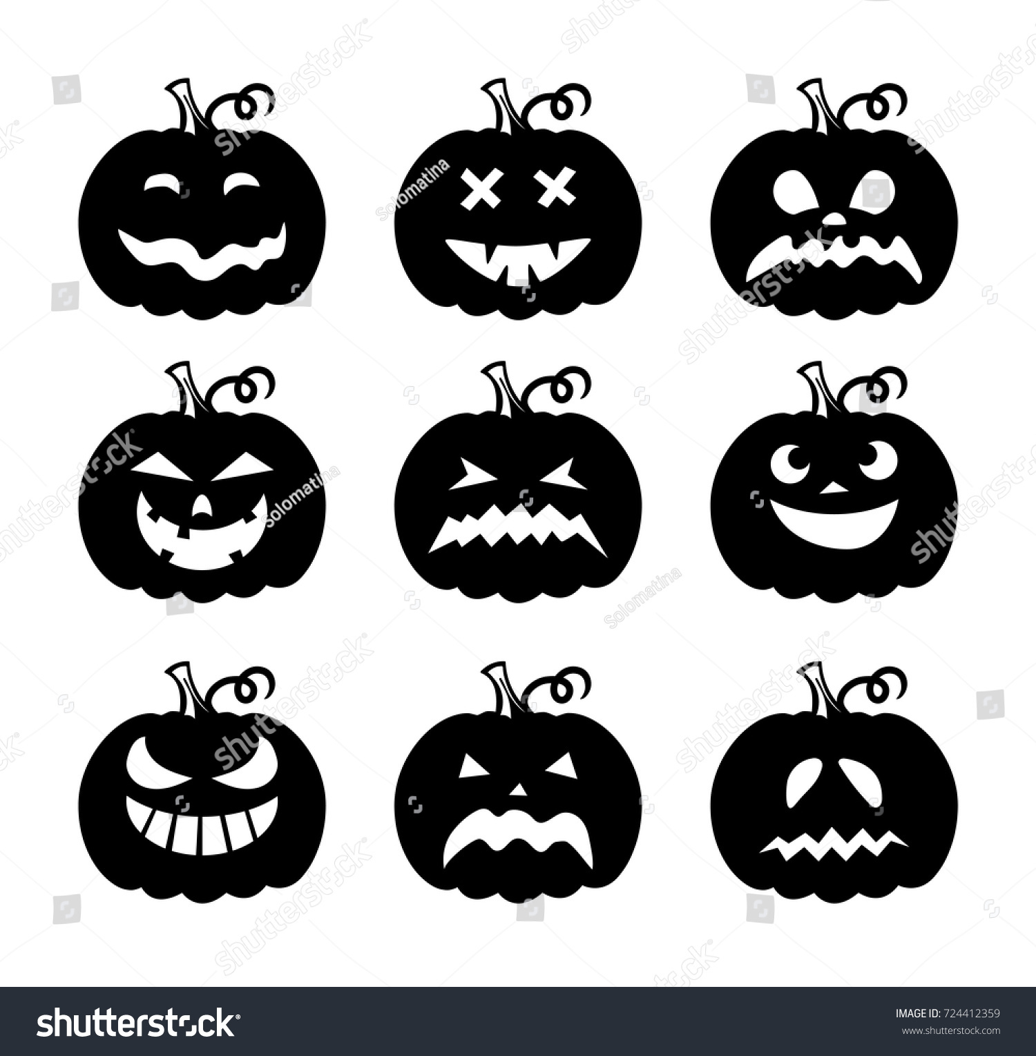 Laser Cut Set Scary Halloween Pumpkins Stock Vector (Royalty Free ...