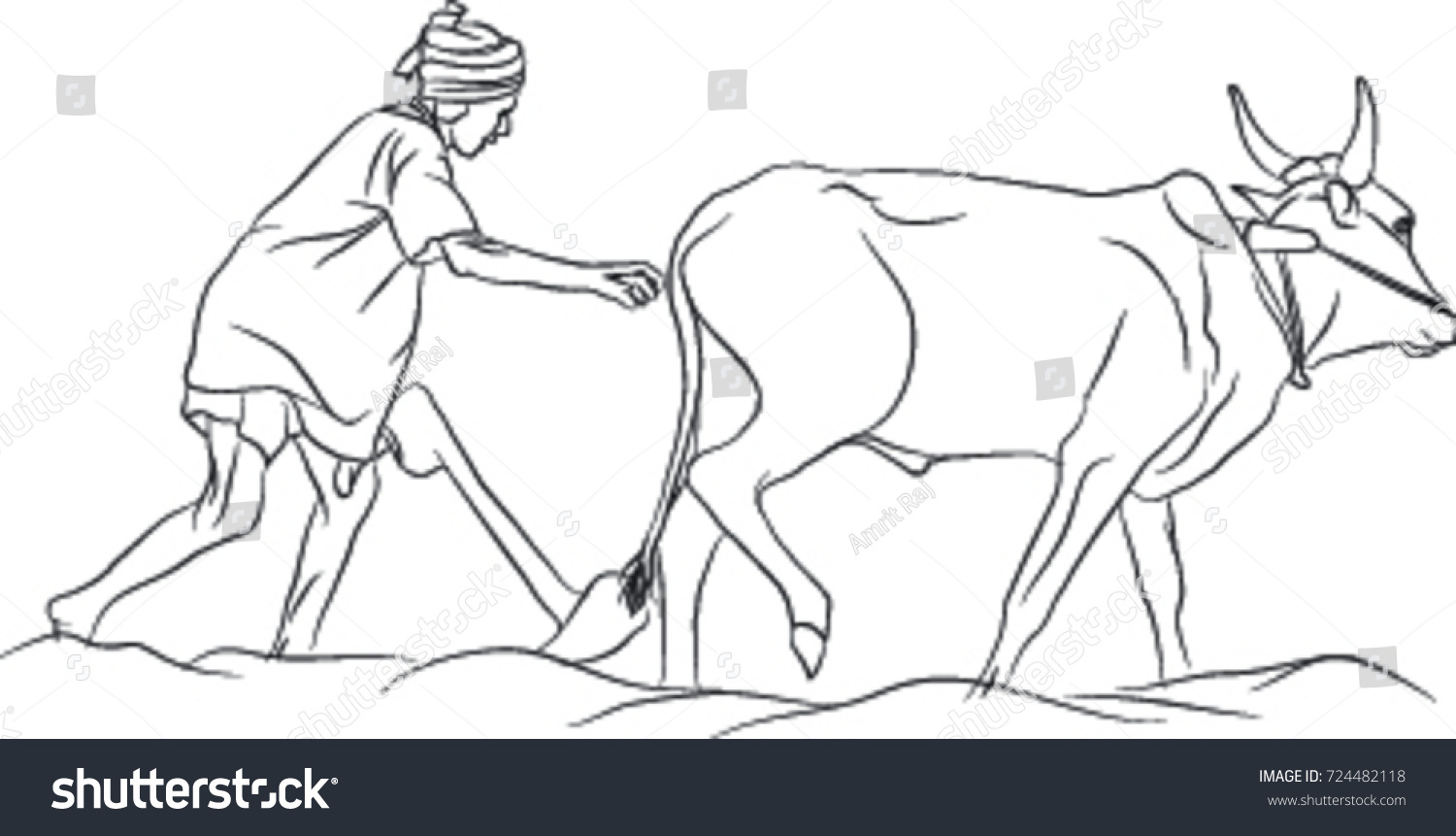 indian farmer sketch