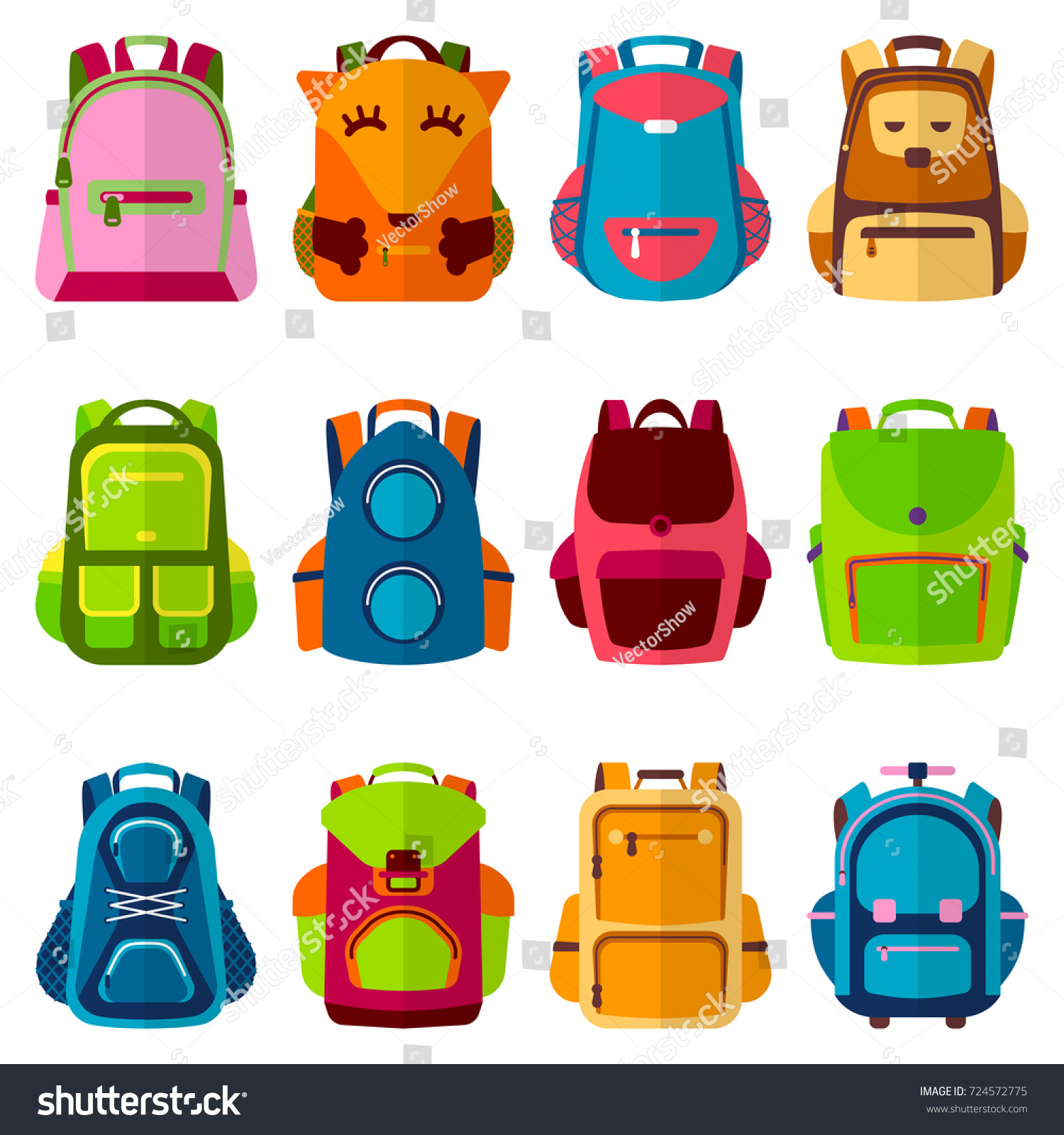 School Kids School Backpack Back School Stock Vector (Royalty Free ...