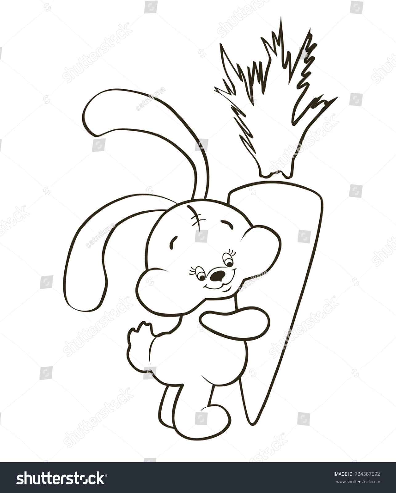 Рисунок заяц с морковкой для детей раскраска
