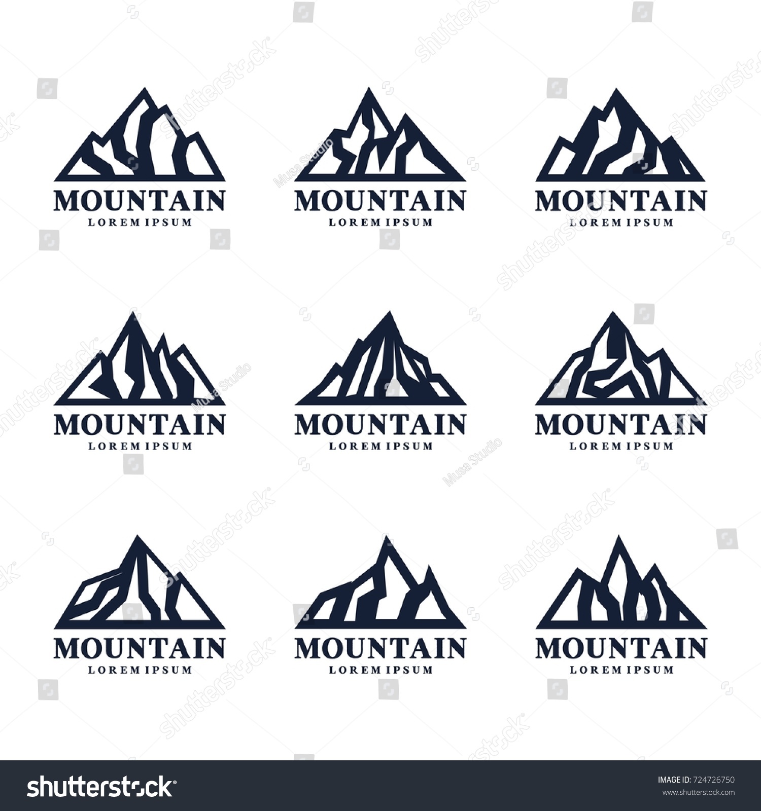 Mountain Shape Logo Design Vector Set Stock Vector (Royalty Free ...