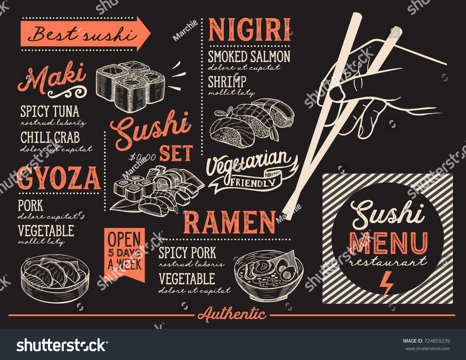 Sushi Menu Restaurant Cafe Design Template Stock Vector (Royalty Free ...