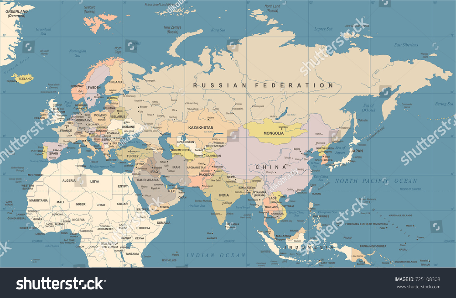 Eurasia Europa Russia China India Indonesia Stock Vector (Royalty Free ...