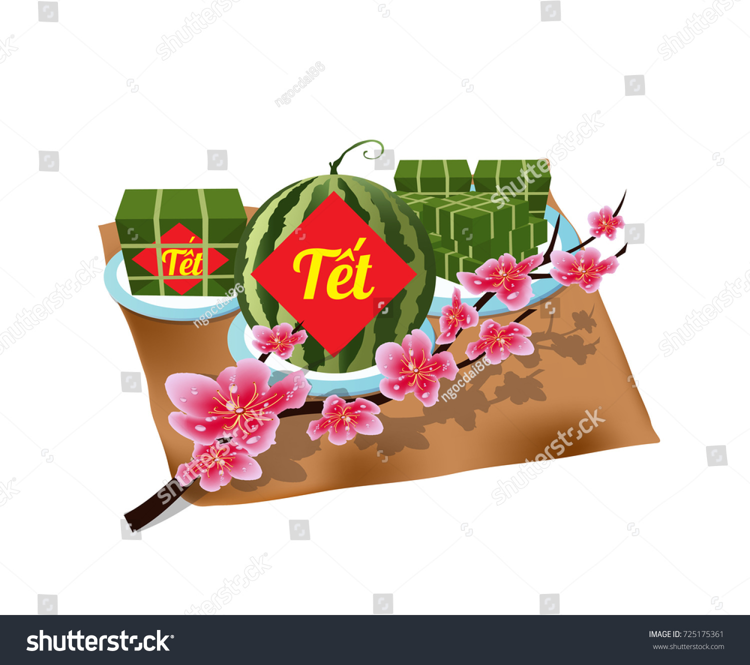 Cooked Square Glutinous Rice Cake Vietnamese Stock Vector (Royalty Free ...