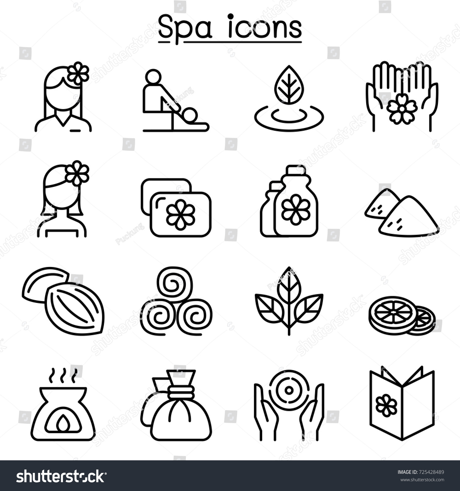 Massage Spa Alternative Therapy Icon Set Stock Vector Royalty Free 725428489 Shutterstock 