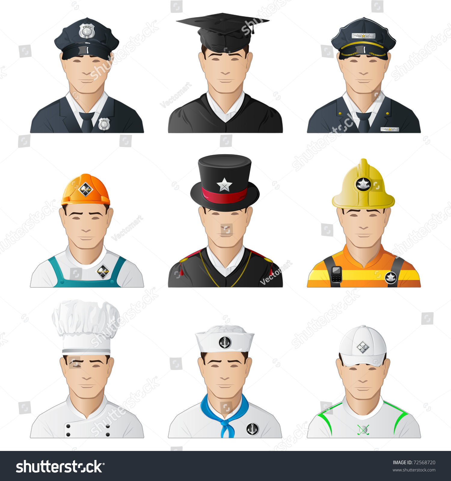 Illustration Set Icon Man Different Professions Stock Vector (Royalty ...