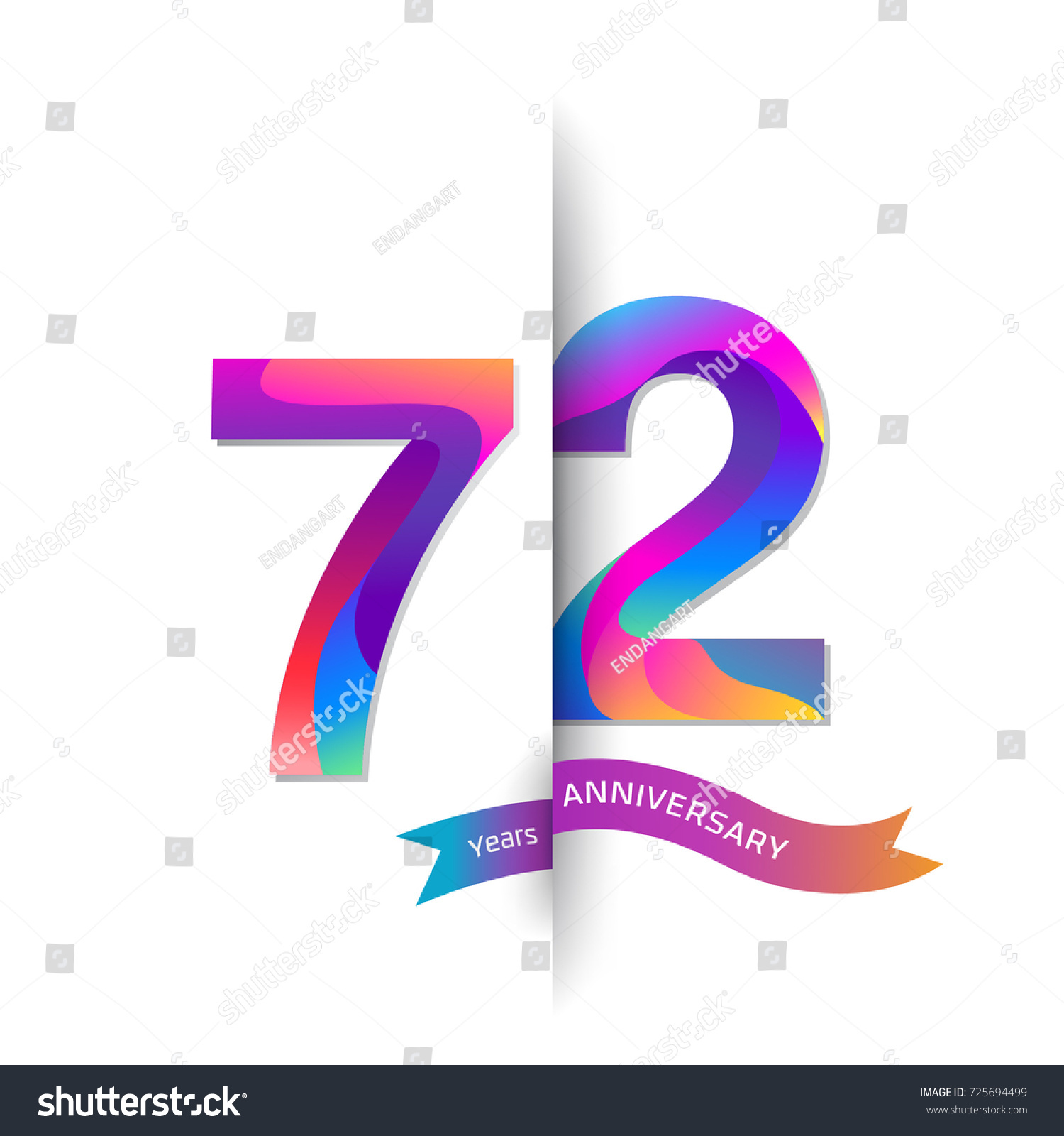 72 Years Anniversary Colorful Stylized Number Stock Vector (Royalty ...