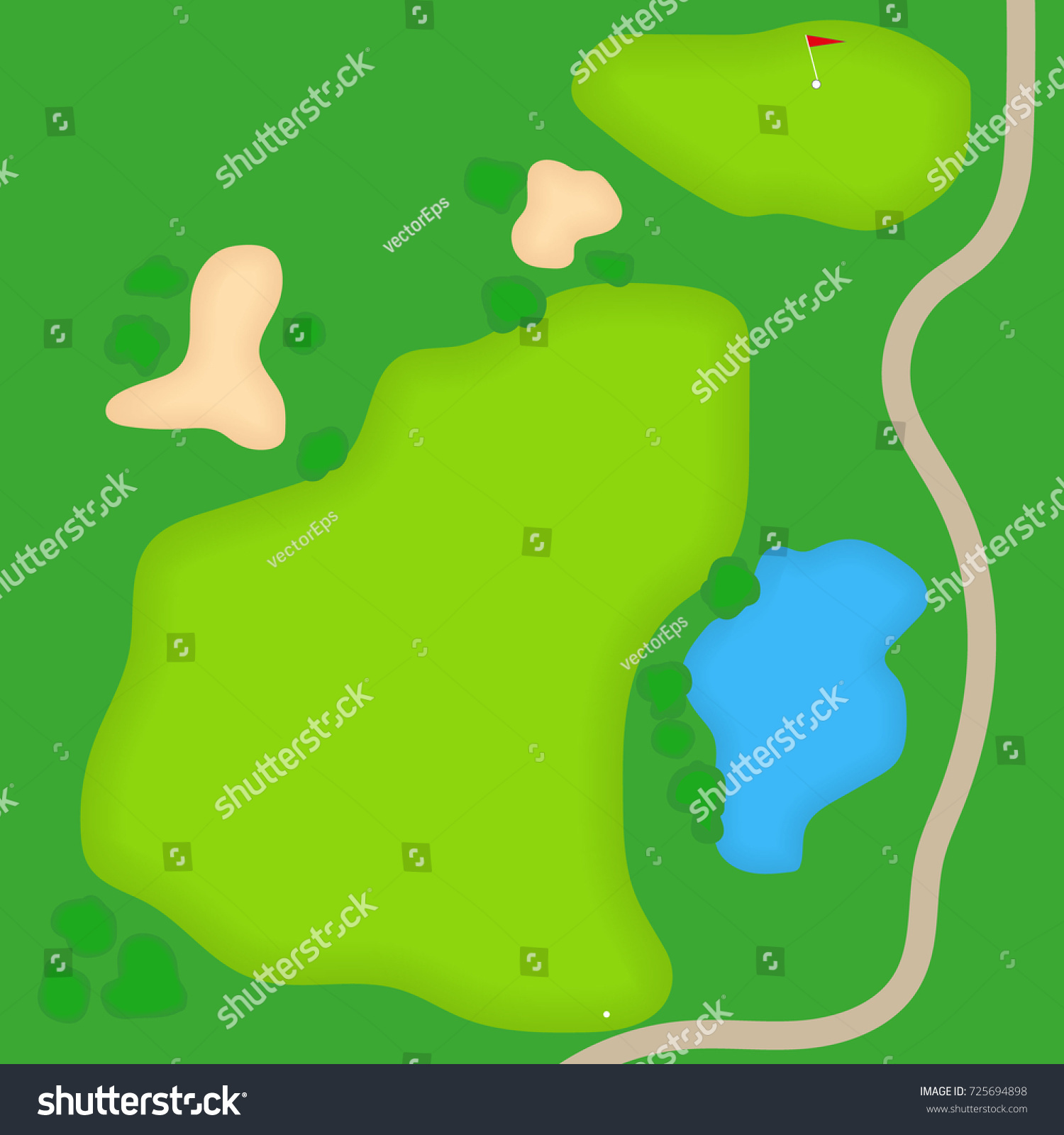 Cartoon Golf Field Top View Grass Stock Vector (Royalty Free) 725694898 ...