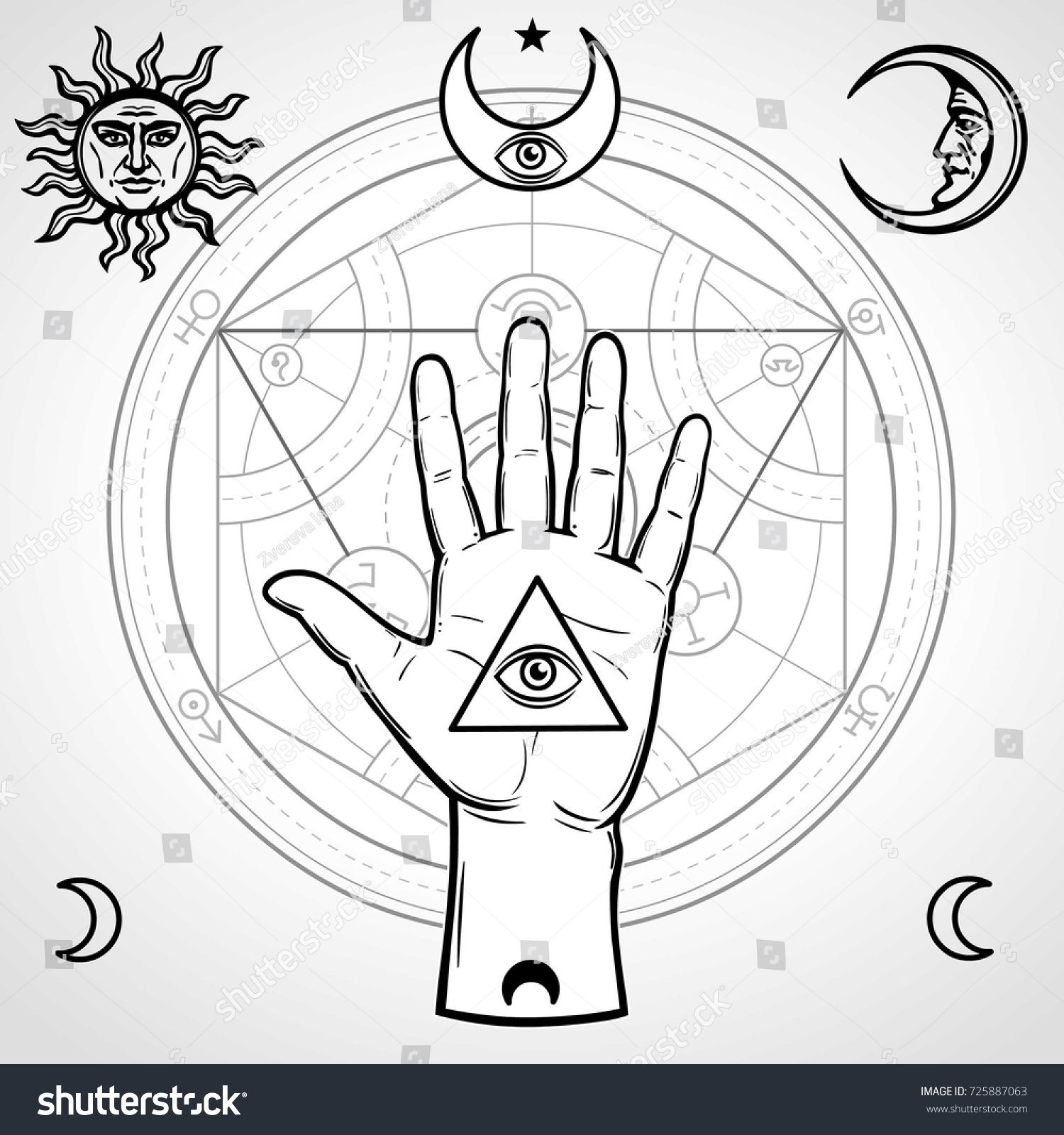 Human Hand Holds Sacred Pyramid Knowledge Stock Vector (royalty Free 