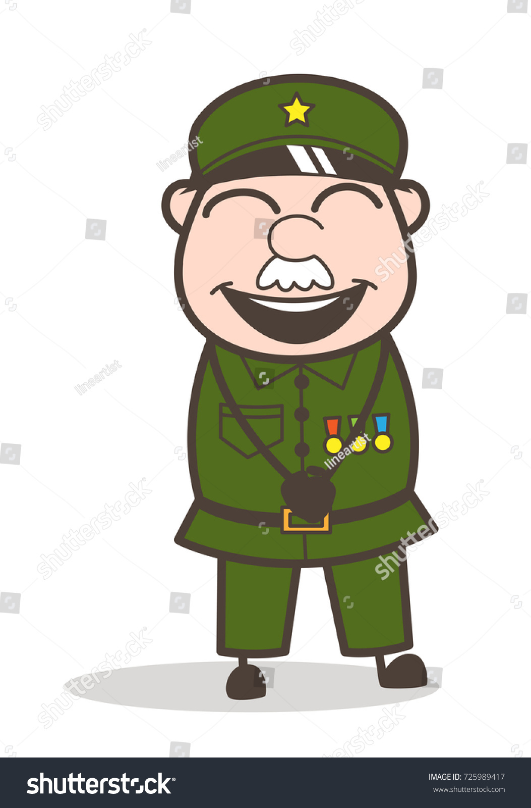 Cartoon Sergeant Laughing Face Vector Illustration Stock Vector ...