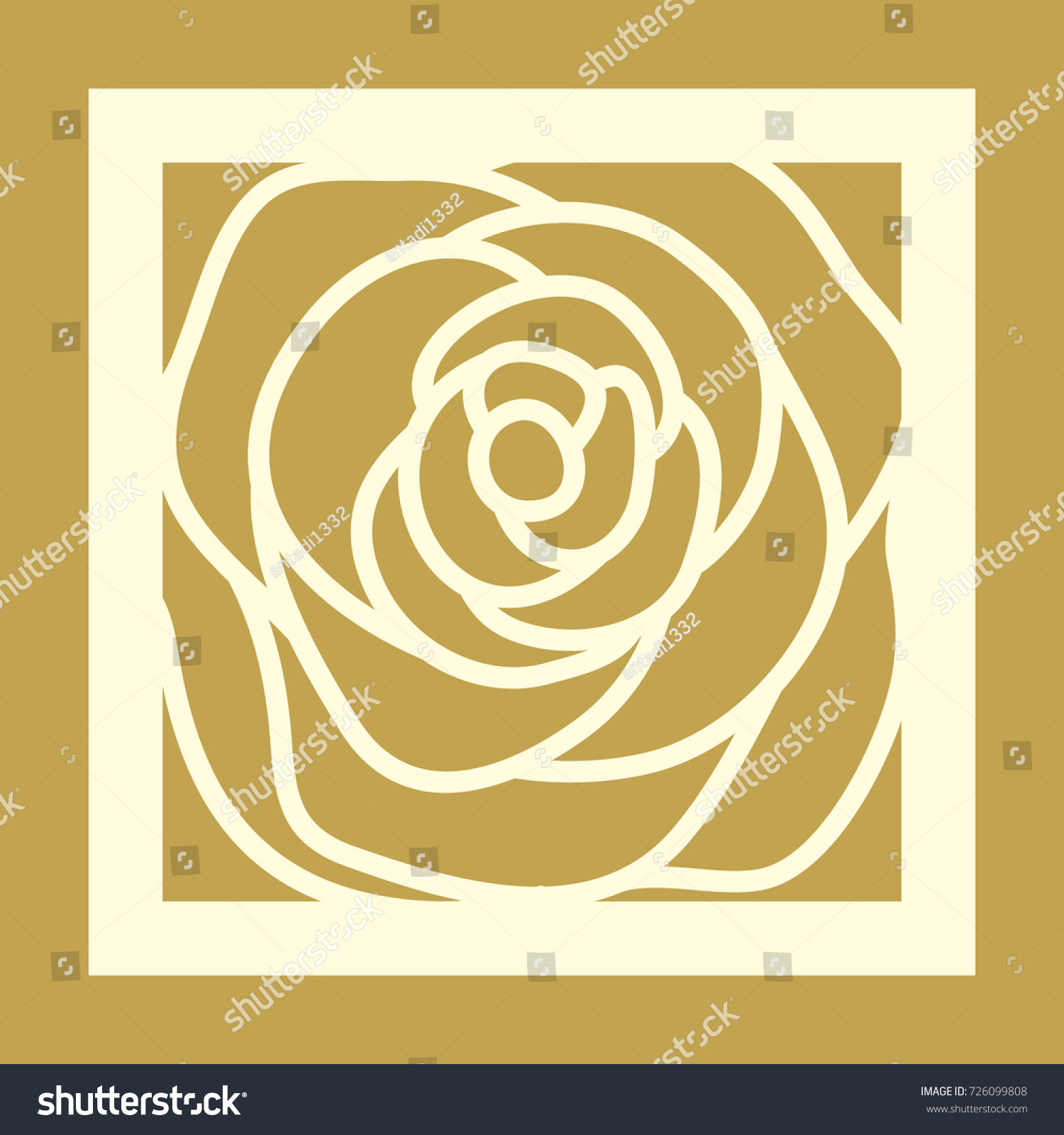 Laser Cut Square Template Rose Pattern Stock Vector (Royalty Free ...