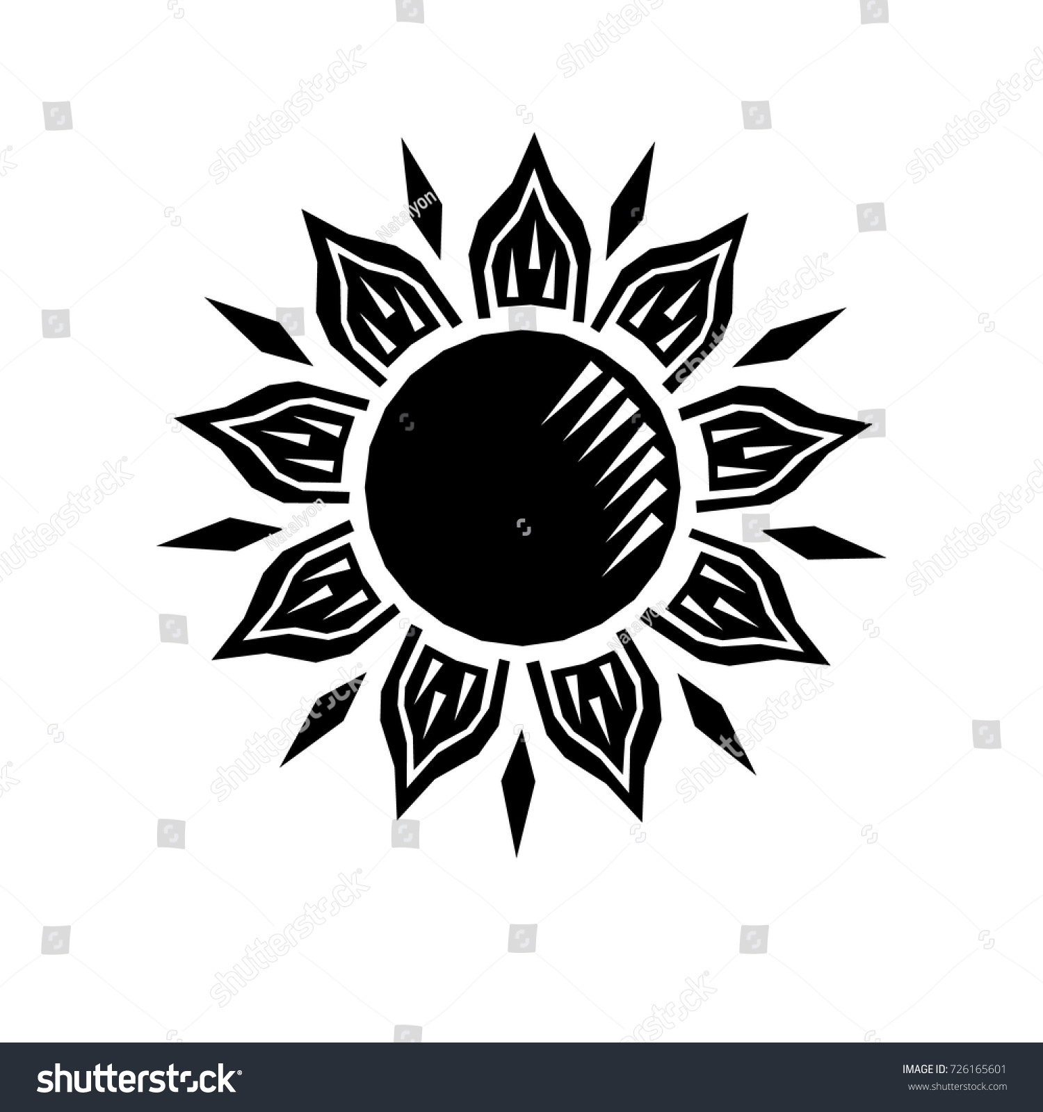 Black White Sun Woodcut Retro Engraving Stock Vector (Royalty Free ...