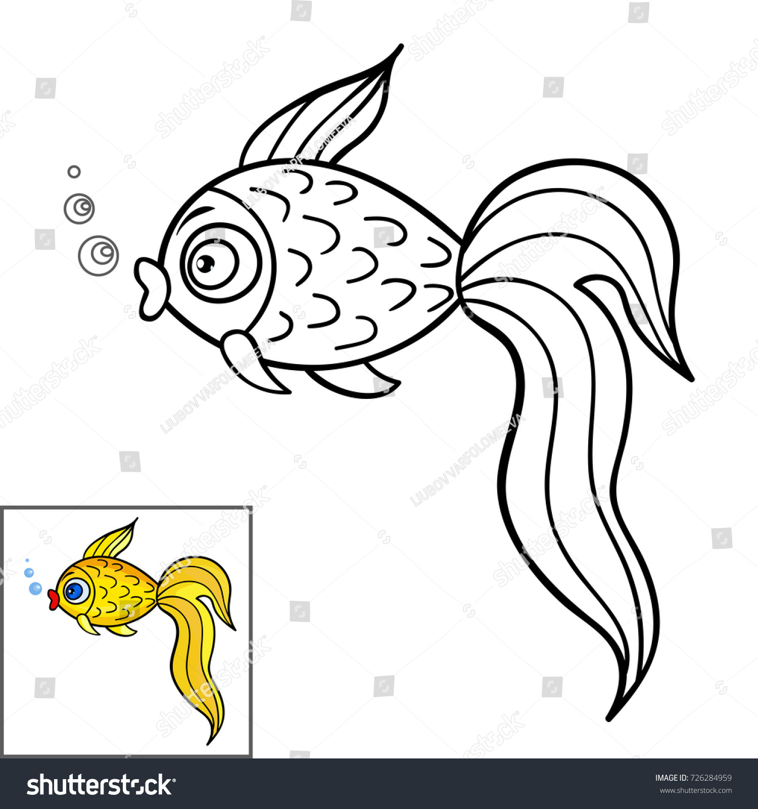 Золотая рыбка черно белая для детей