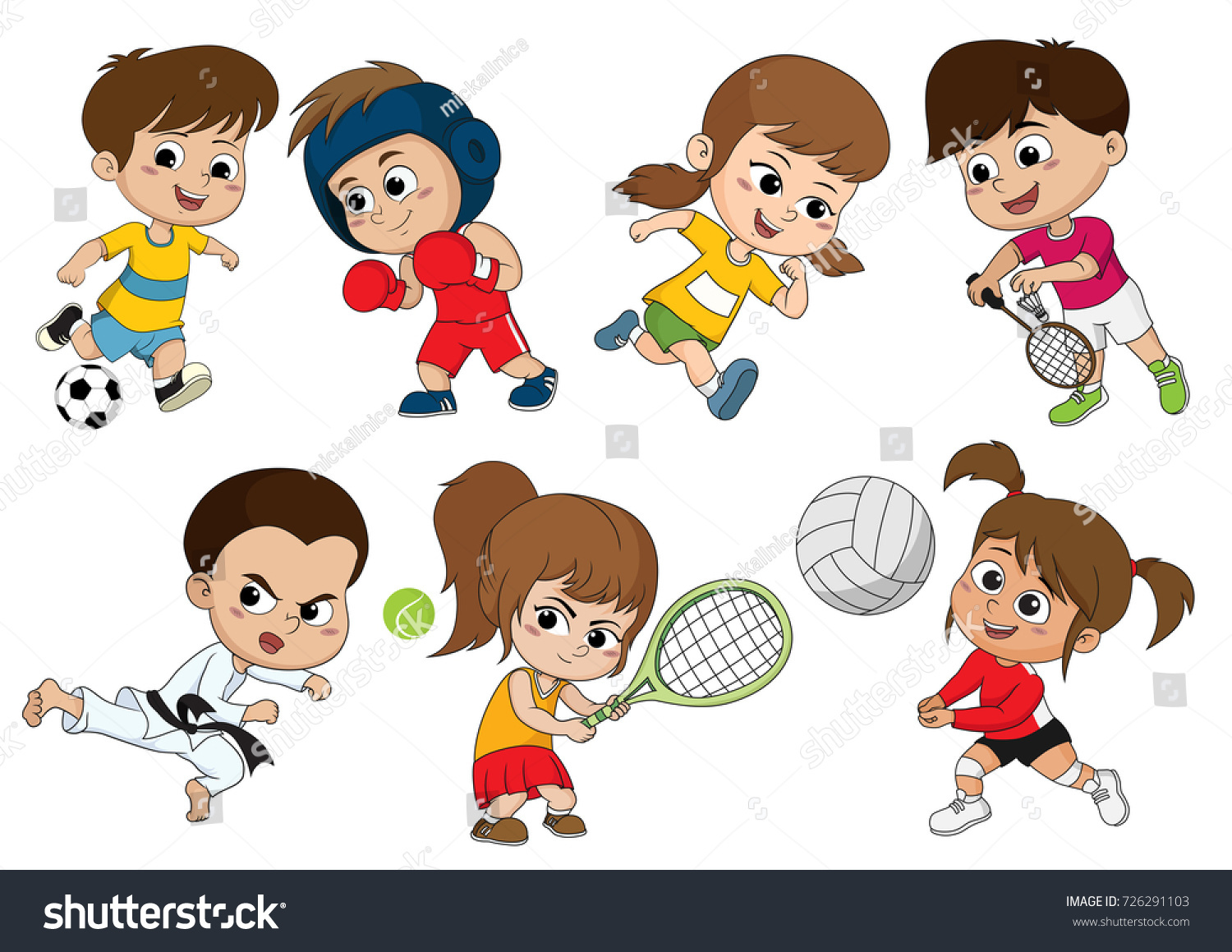 Children Various Types Sports Such Soccer Stock Vector (Royalty Free ...