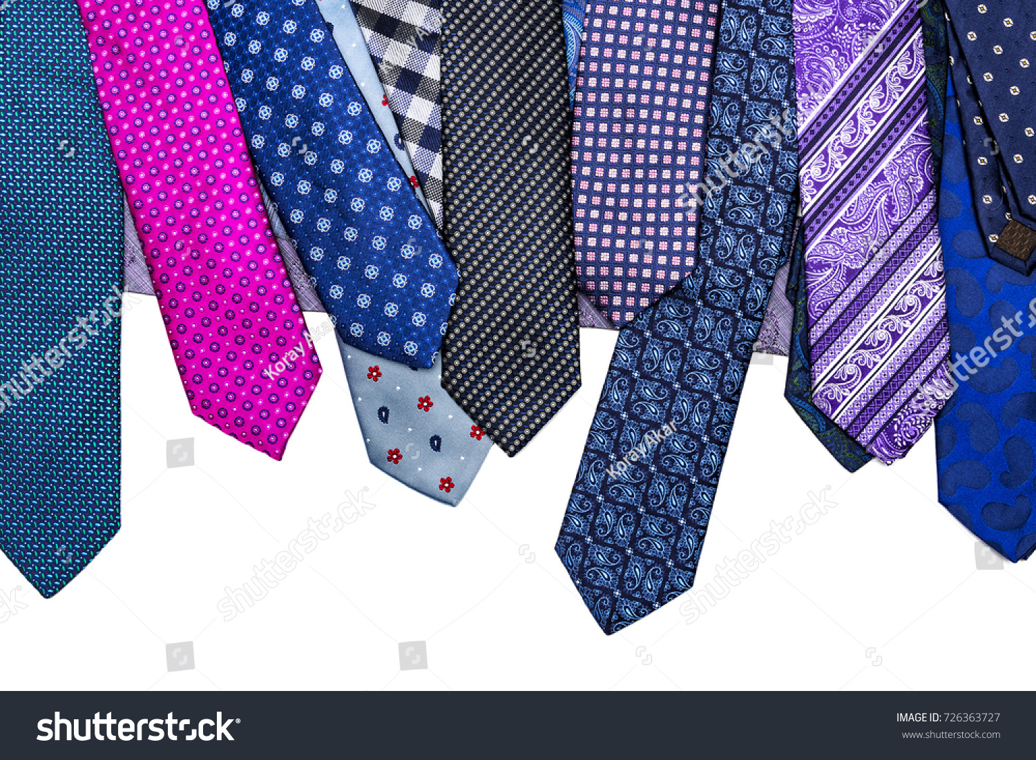 Colorful Ties Lined On White Background Stock Photo 726363727 ...