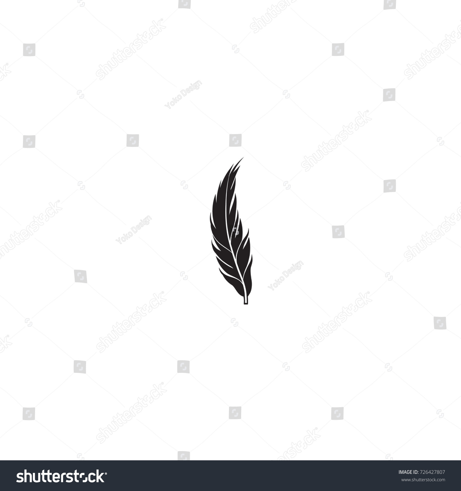 Feather Silhouette Isolated On White Background Stock Vector (Royalty ...