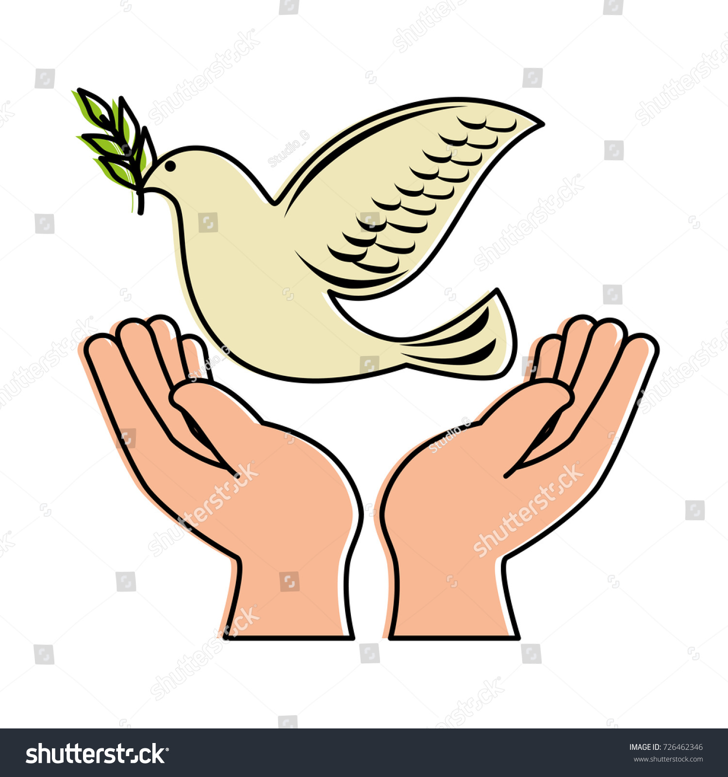 Hands Human Dove Peace Stock Vector (Royalty Free) 726462346 | Shutterstock