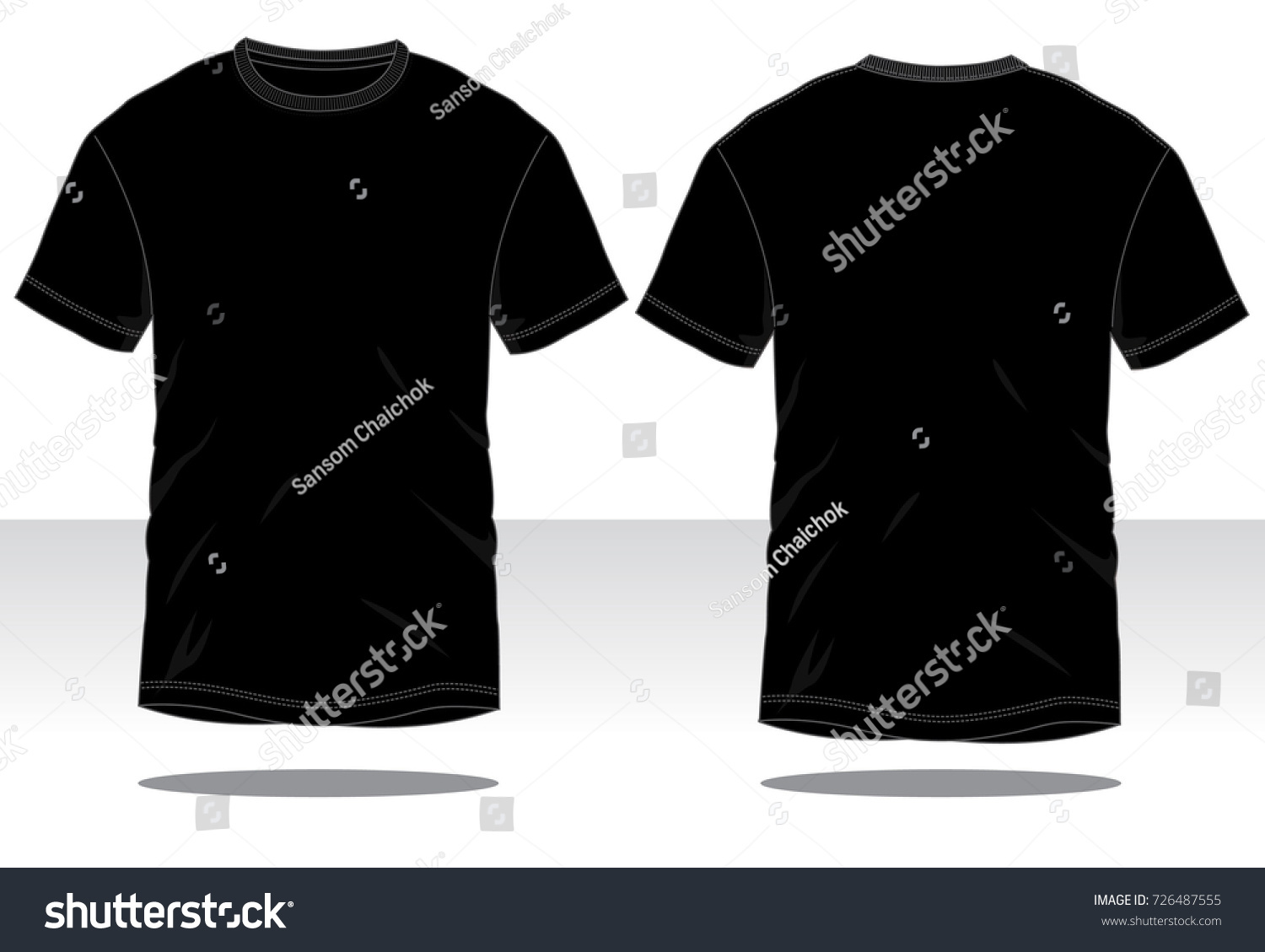 Blank Black Short Sleeve Tshirt Vector Stock Vector (Royalty Free ...