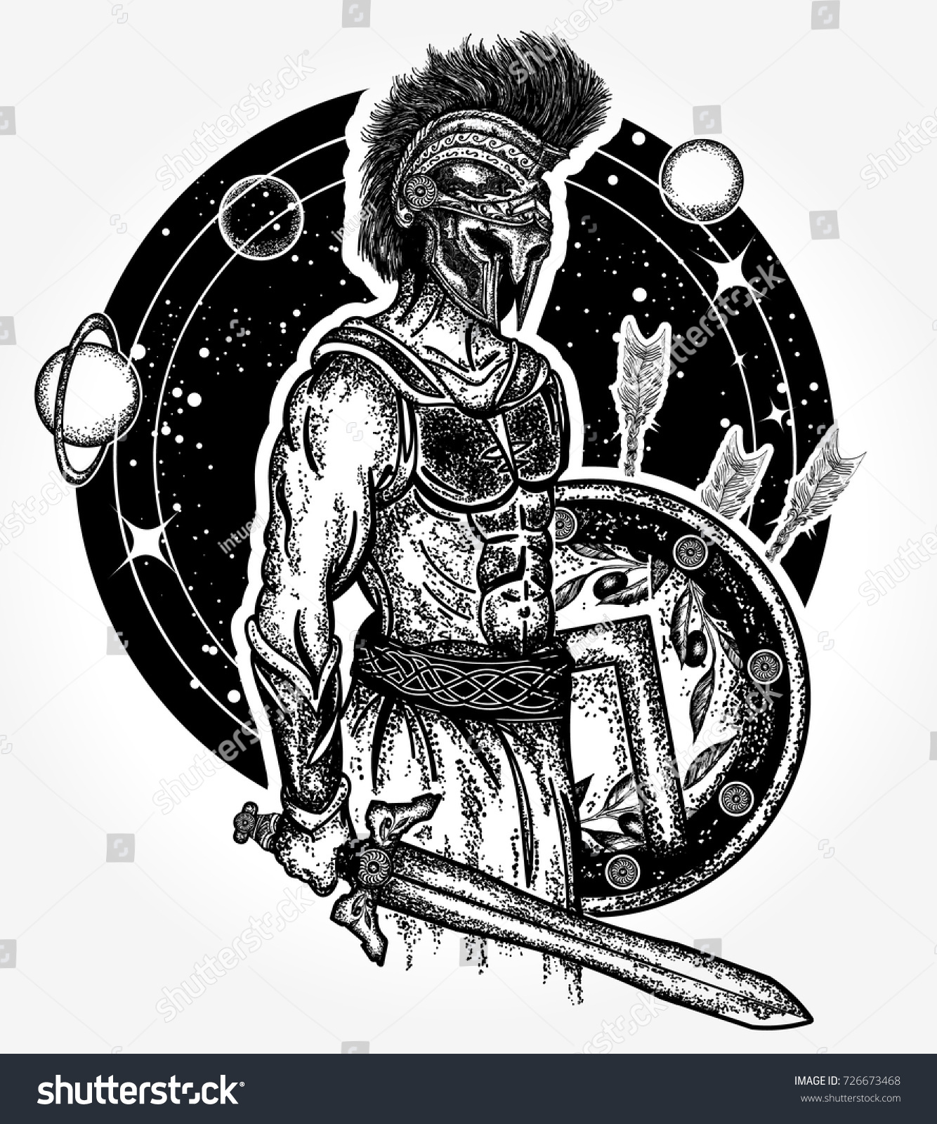 Древнегреческий воин тату