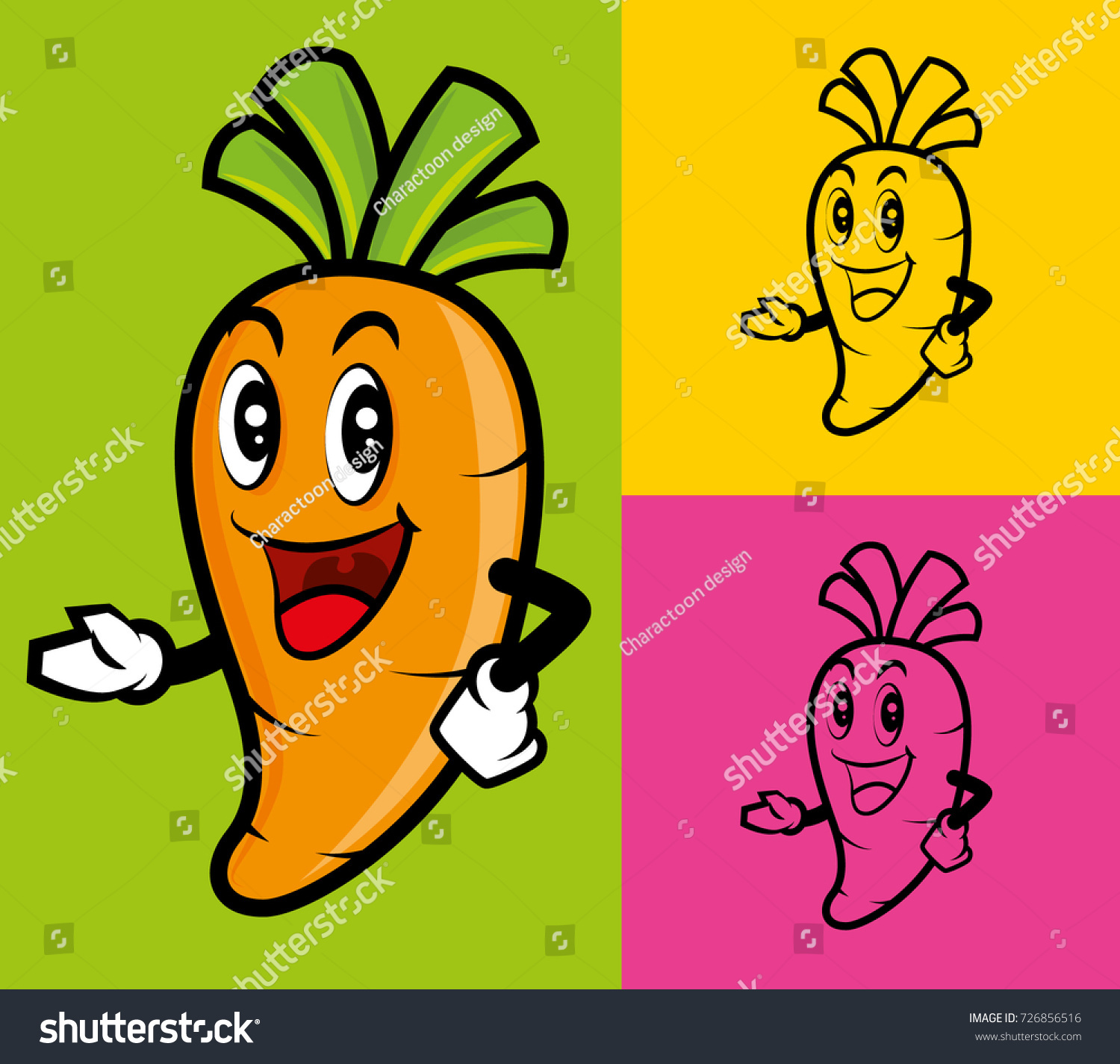 Cartoon Cute Carrot Mascot Hands Vector Stock Vector Royalty Free 726856516 Shutterstock 7399