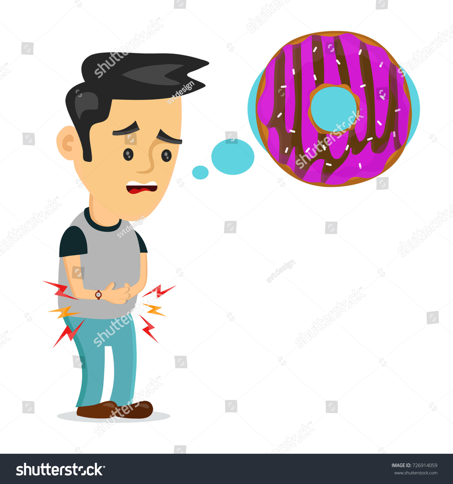 Young Suffering Sad Man Hungry Thinks Stock Vector (Royalty Free ...