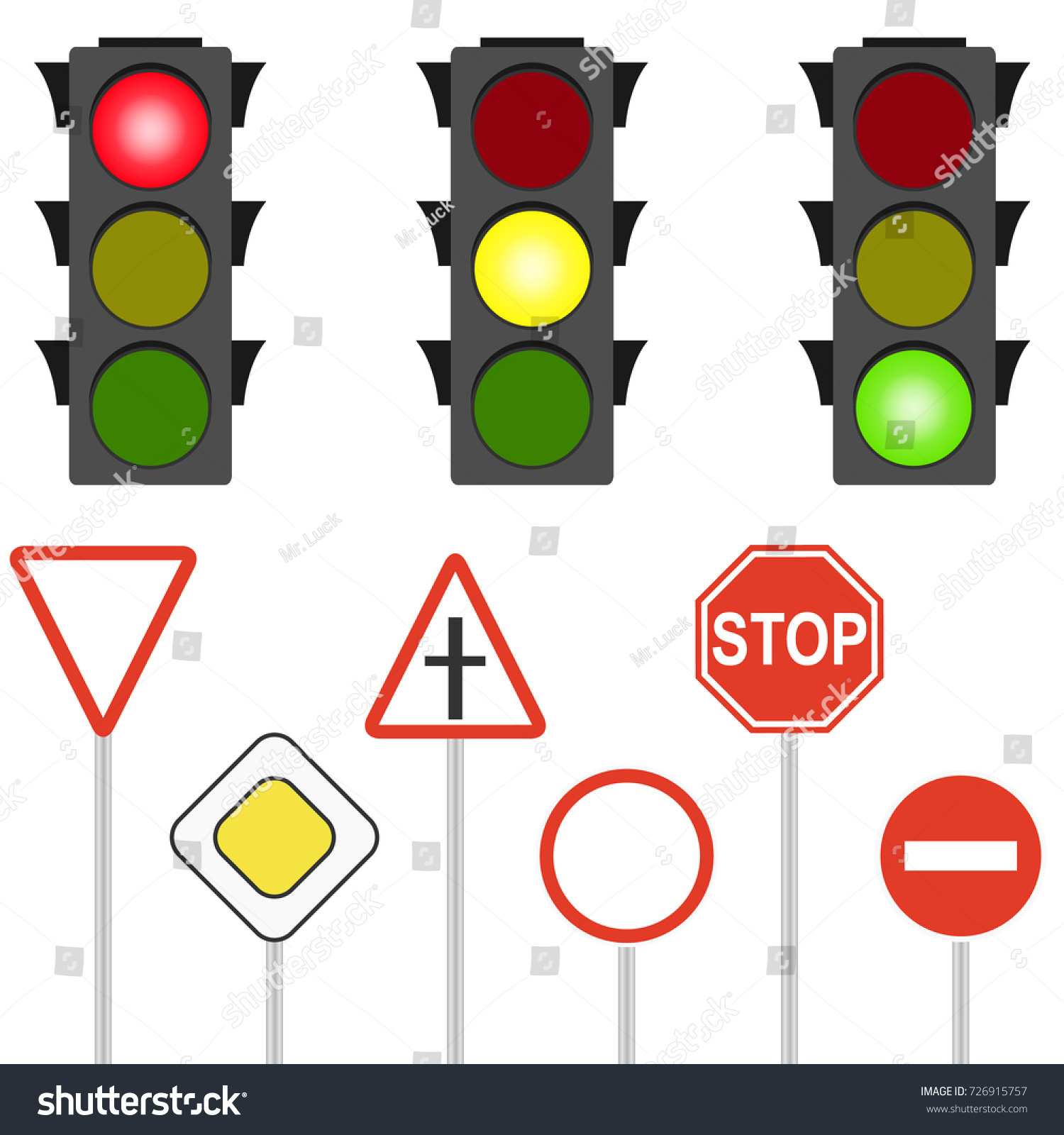 Road Signs Traffic Lights Flashing Traffic Stock Vector (Royalty Free ...