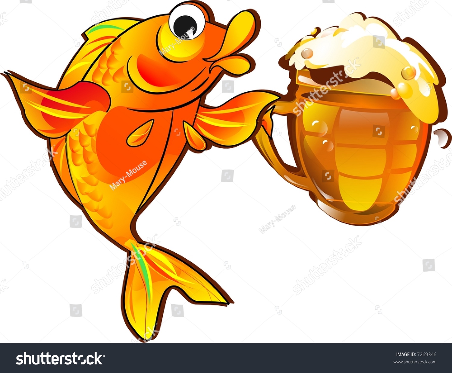 Кружка пива с рыбой вектор