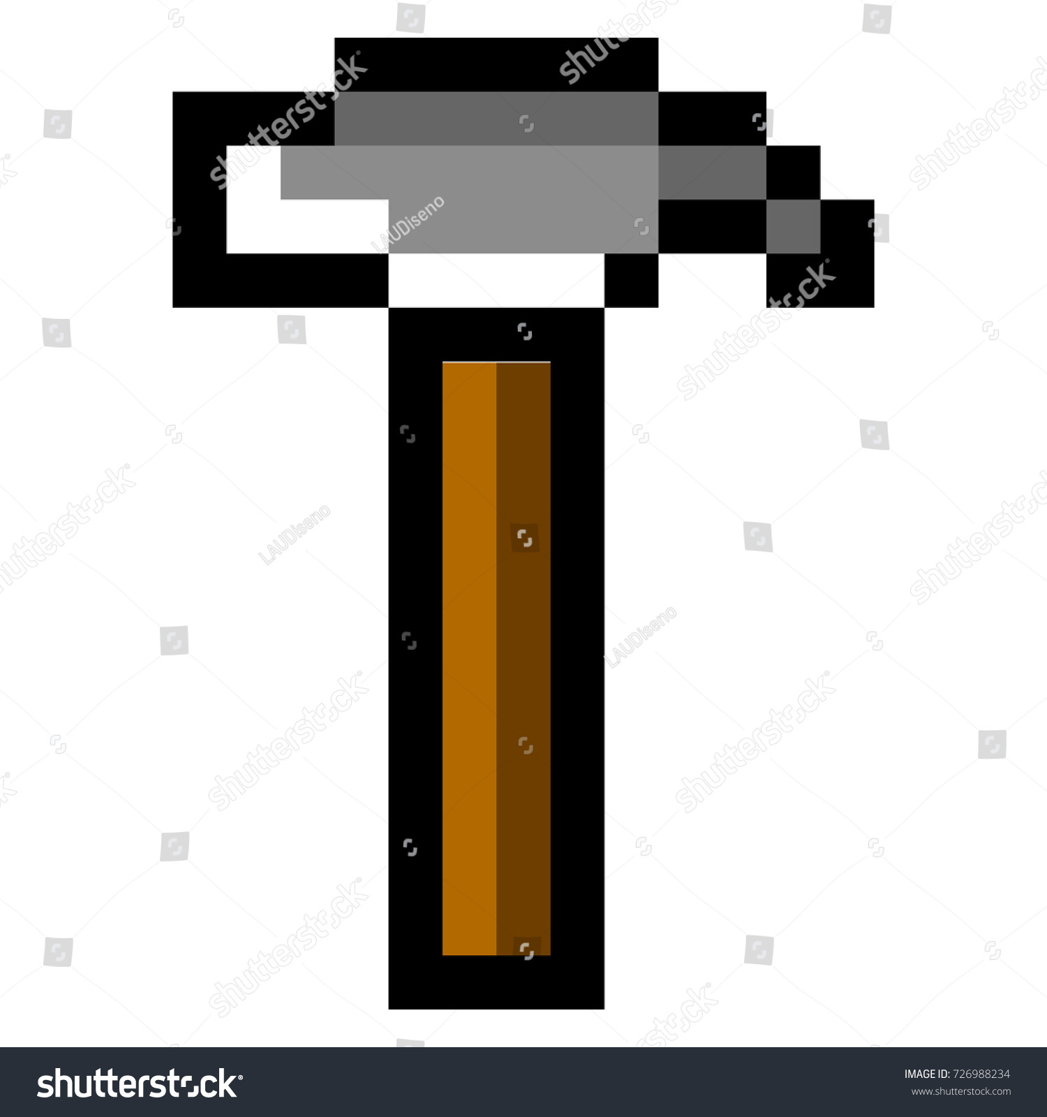 Isolated Pixeled Hammer On White Background Stock Vector (Royalty Free ...