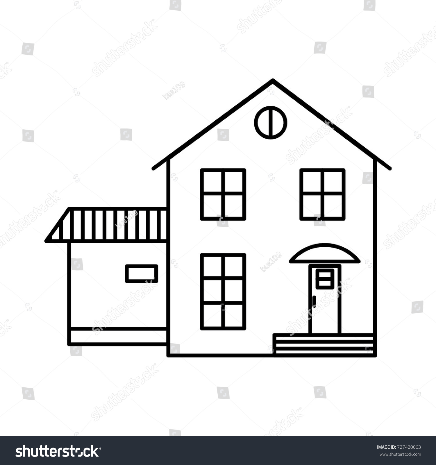 Cottage Project Line Art Vector Illustration Stock Vector (Royalty Free ...