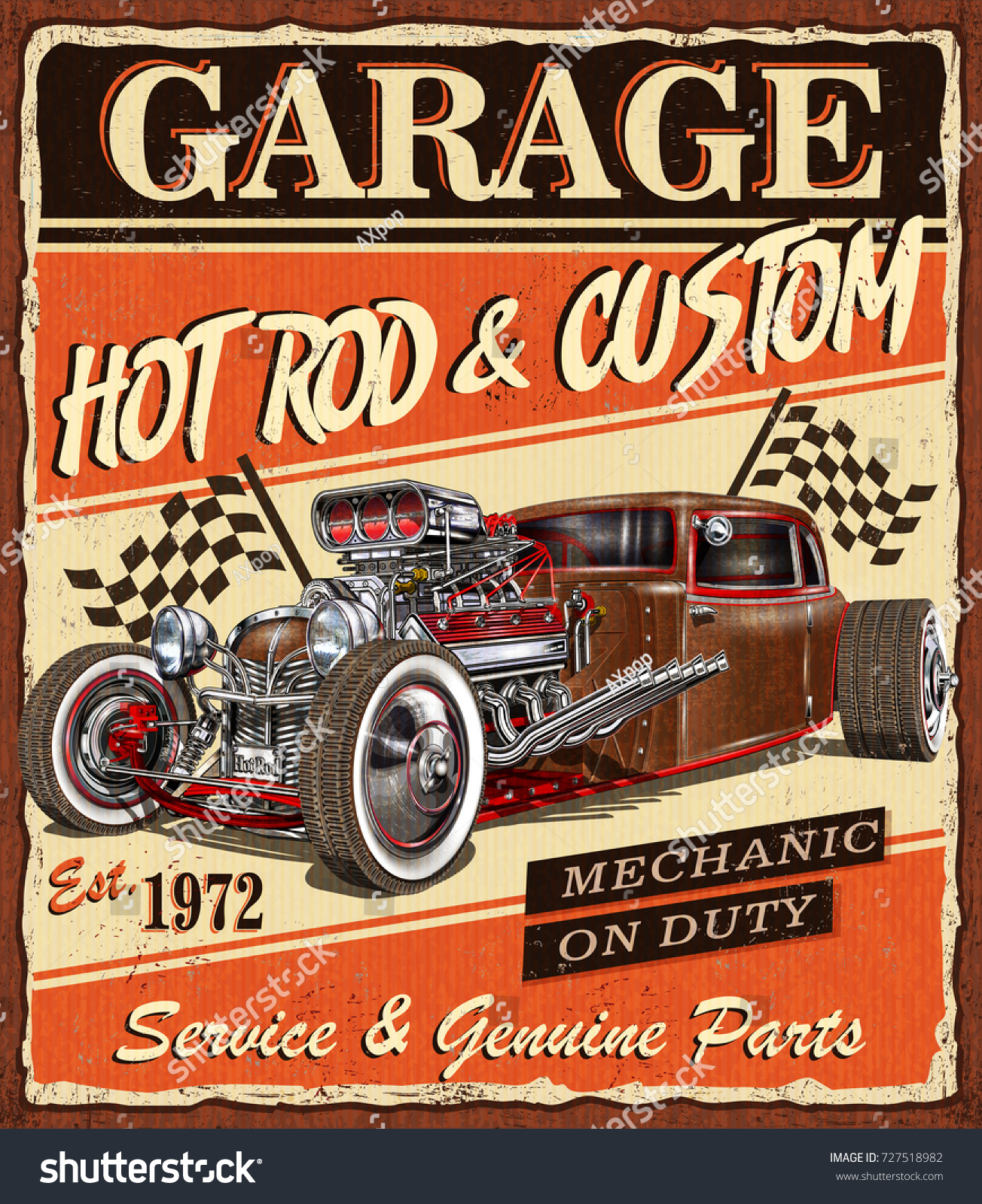 Vintage Hot Rod Garage Poster Stock hot wheels hot rod garage. 