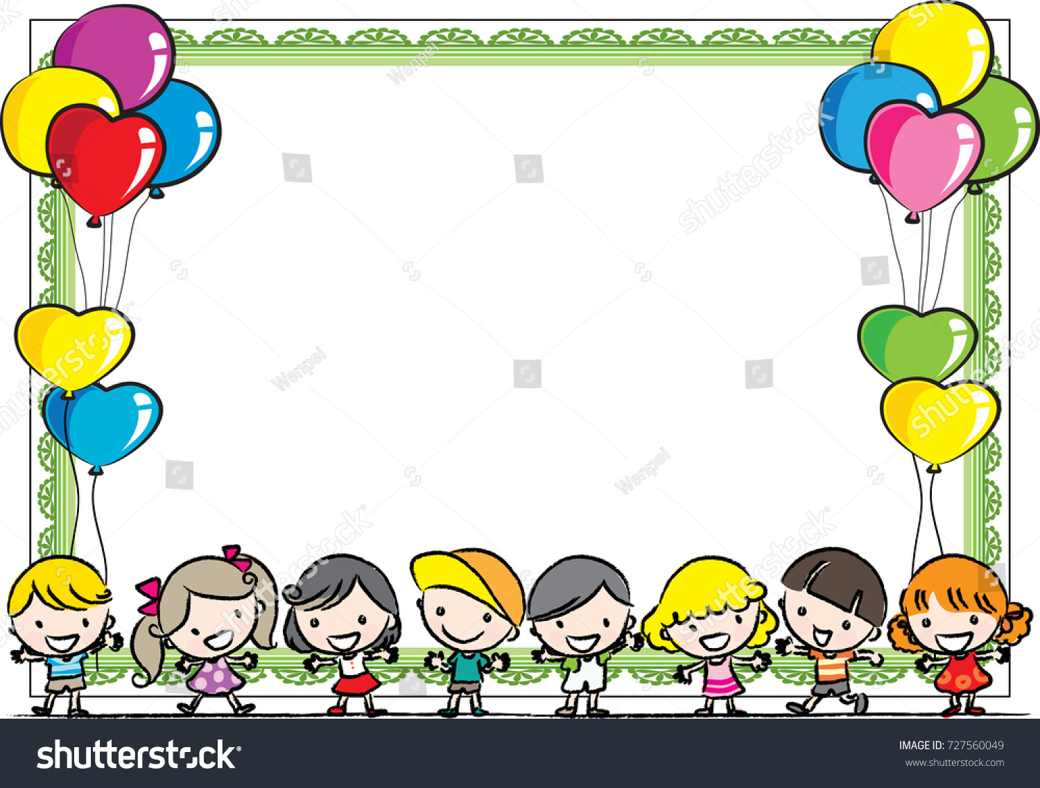 Kids Balloon Border Stock Vector (Royalty Free) 727560049 | Shutterstock