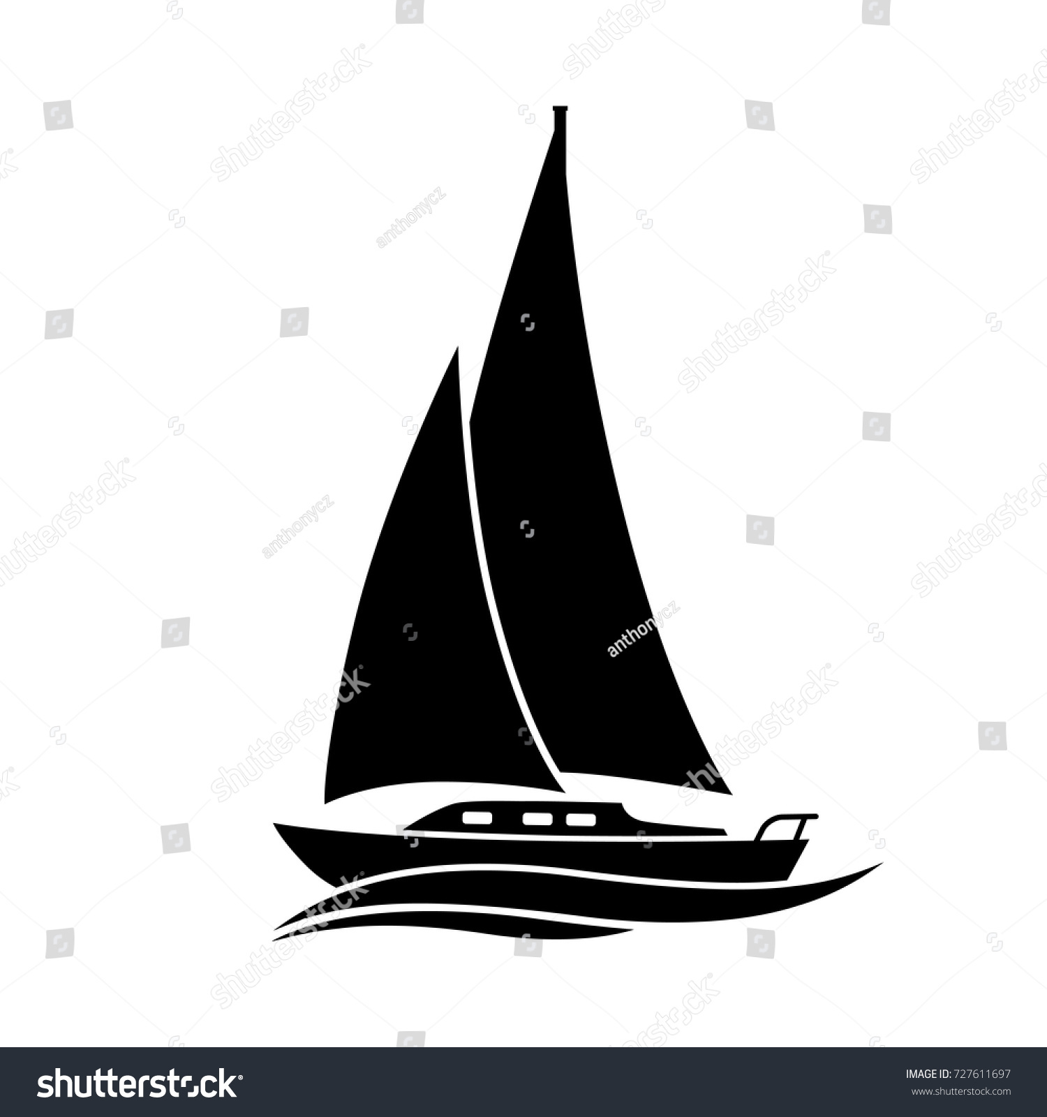 Black Sailboat Vector Icon On White Stock Vector (Royalty Free ...