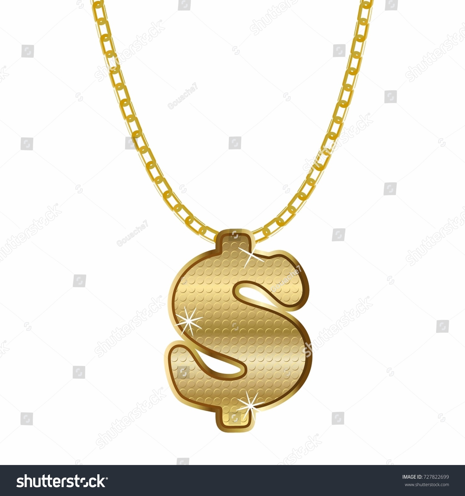 Gold Dollar Symbol Necklace Vector Hip Stock Vector (Royalty Free ...